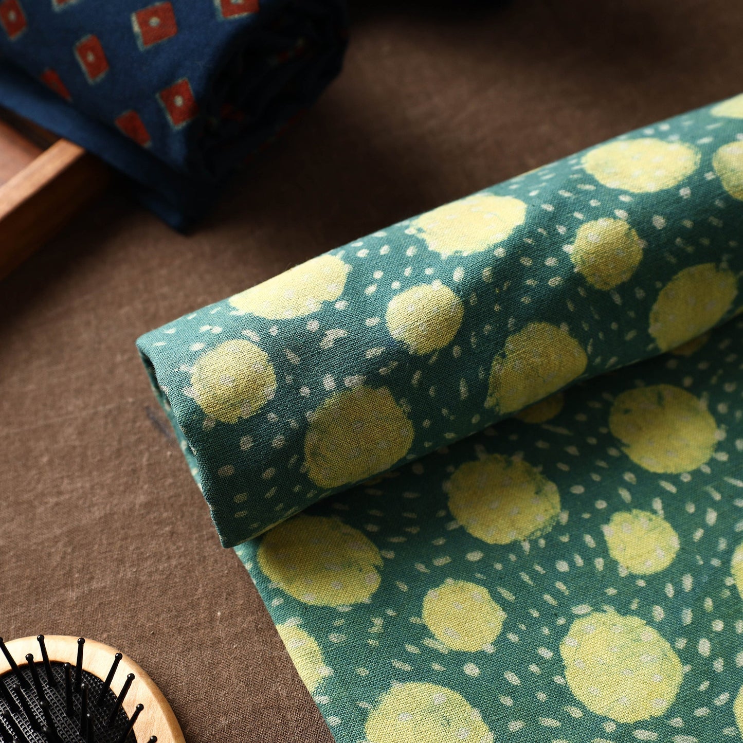 Green Akola Block Printed Pure Handloom Cotton Towel