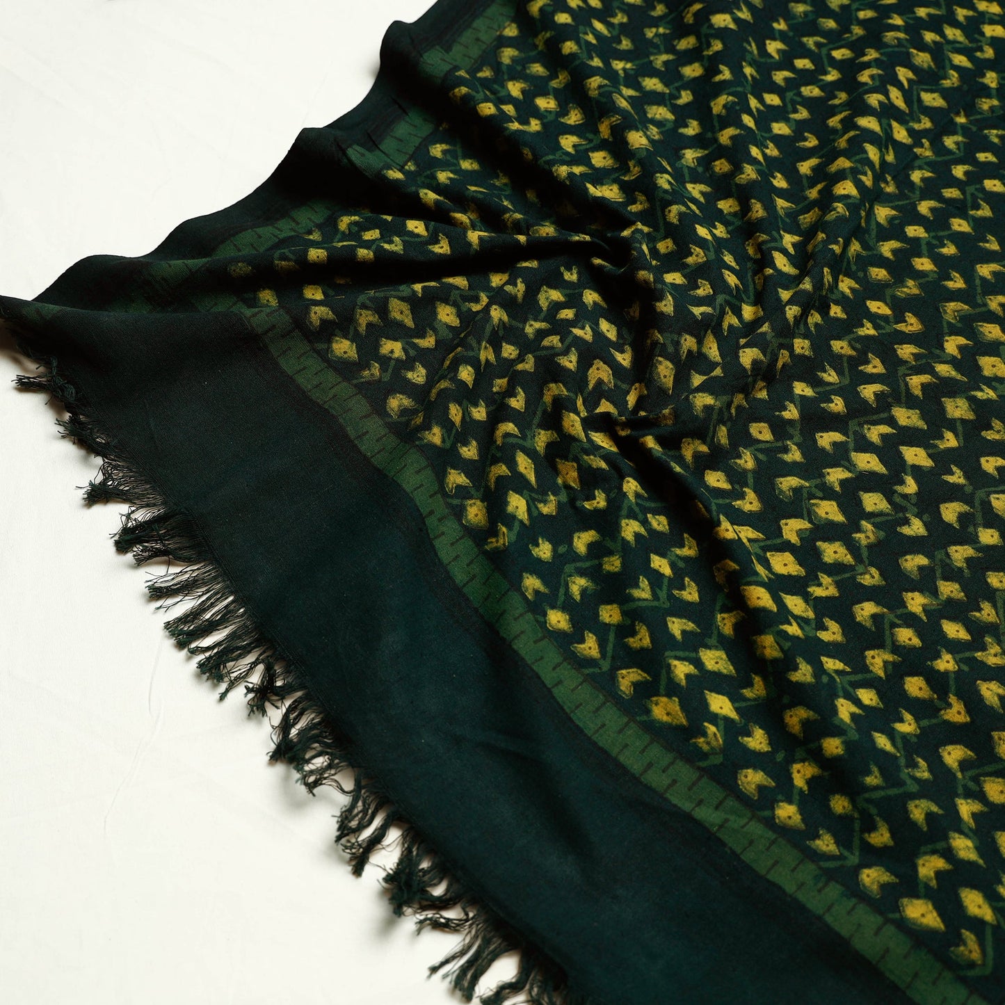 Green Akola Block Printed Pure Handloom Cotton Towel