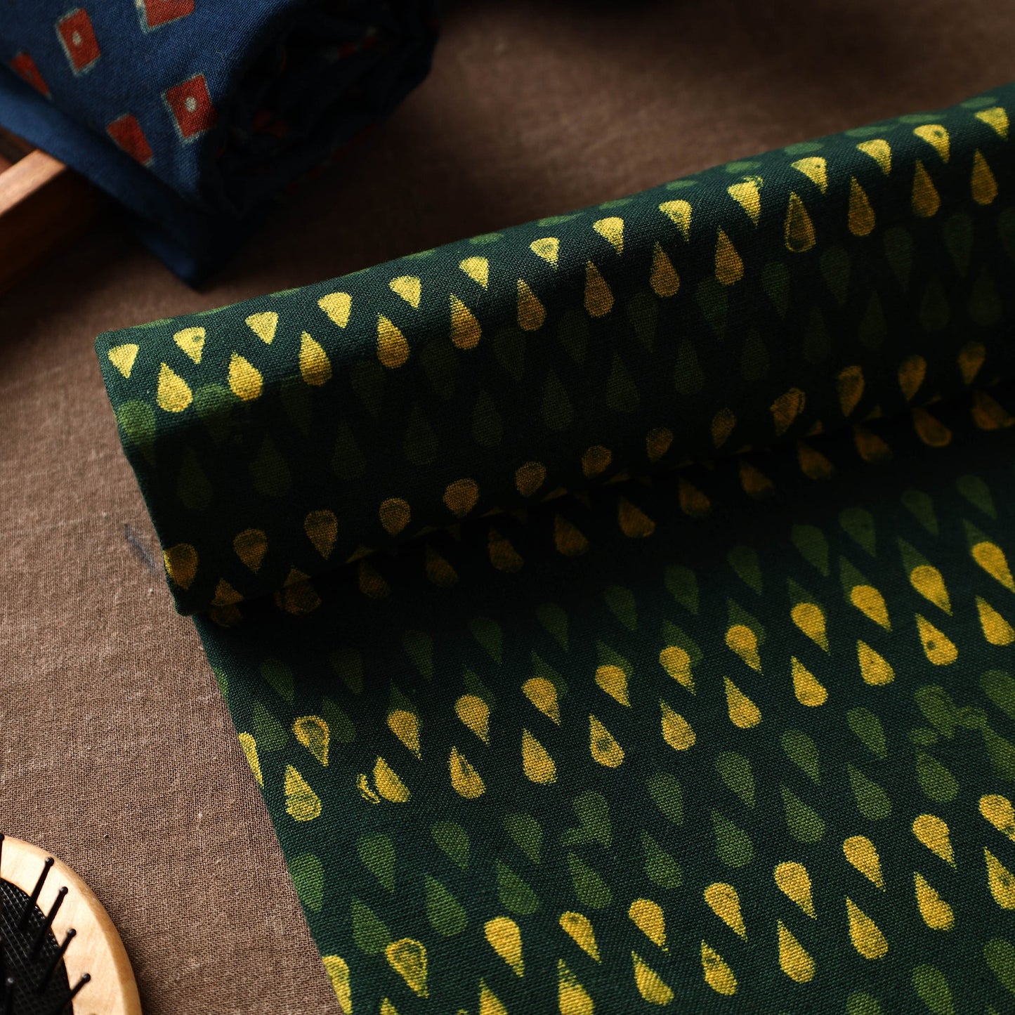 Green Akola Block Printed Pure Handloom Cotton Towel