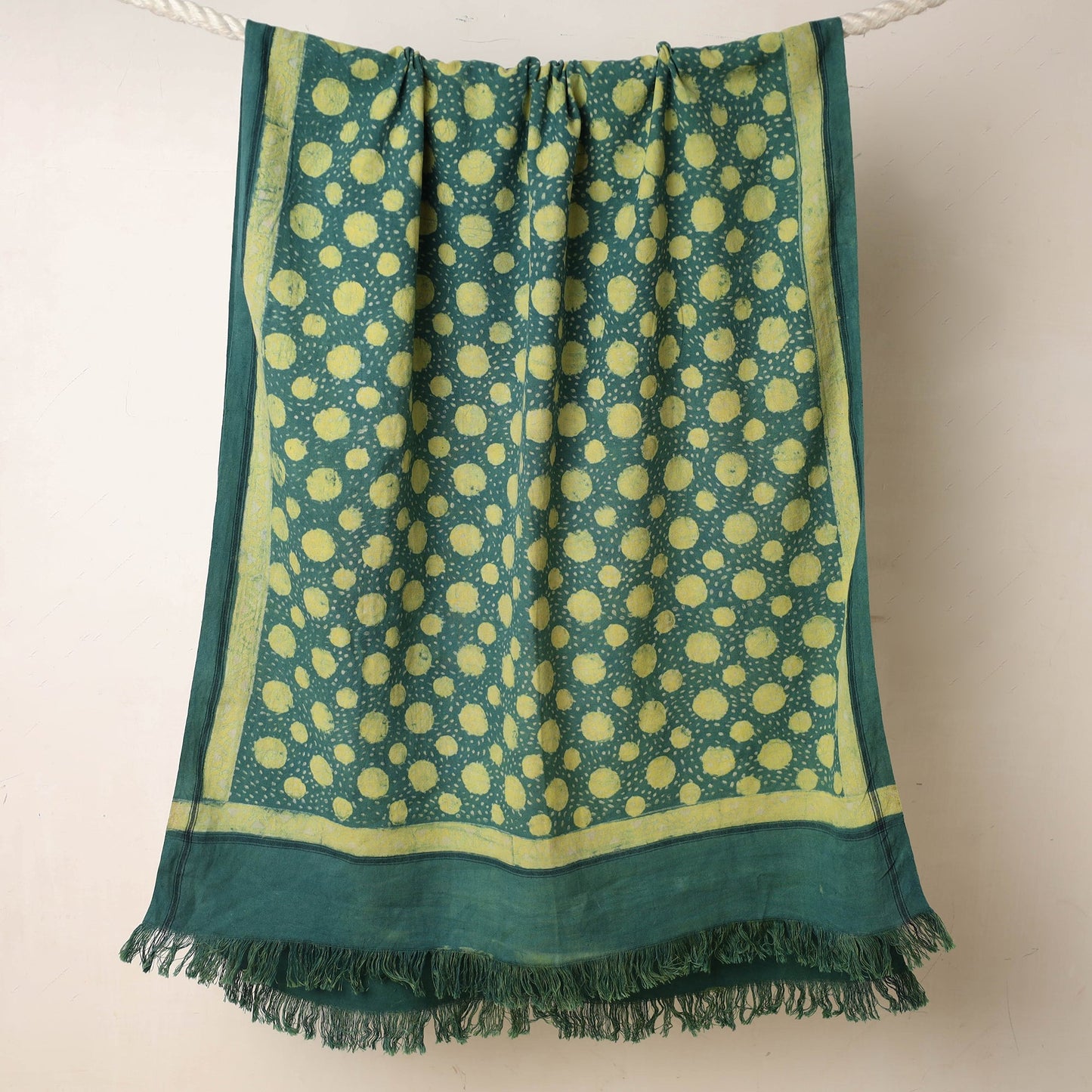 Green Akola Block Printed Pure Handloom Cotton Towel