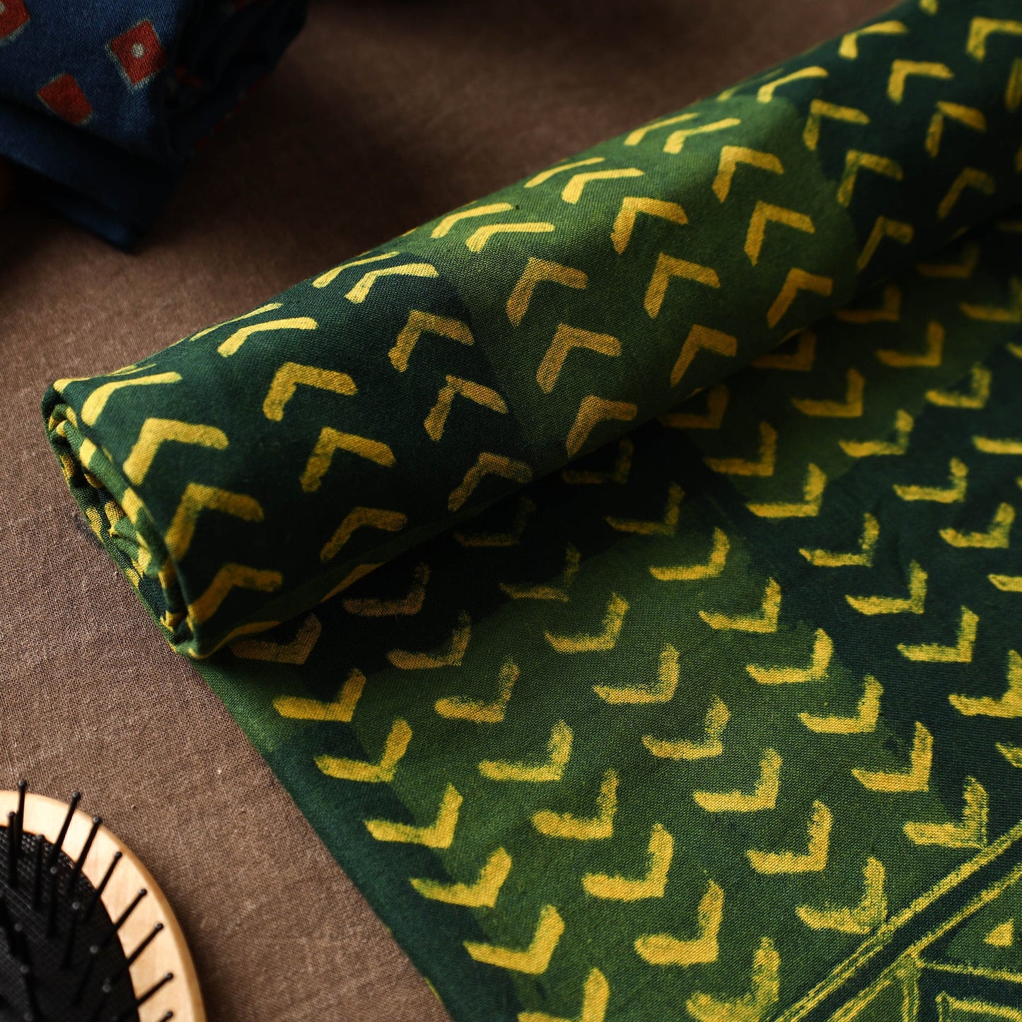 Green Akola Block Printed Pure Handloom Cotton Towel