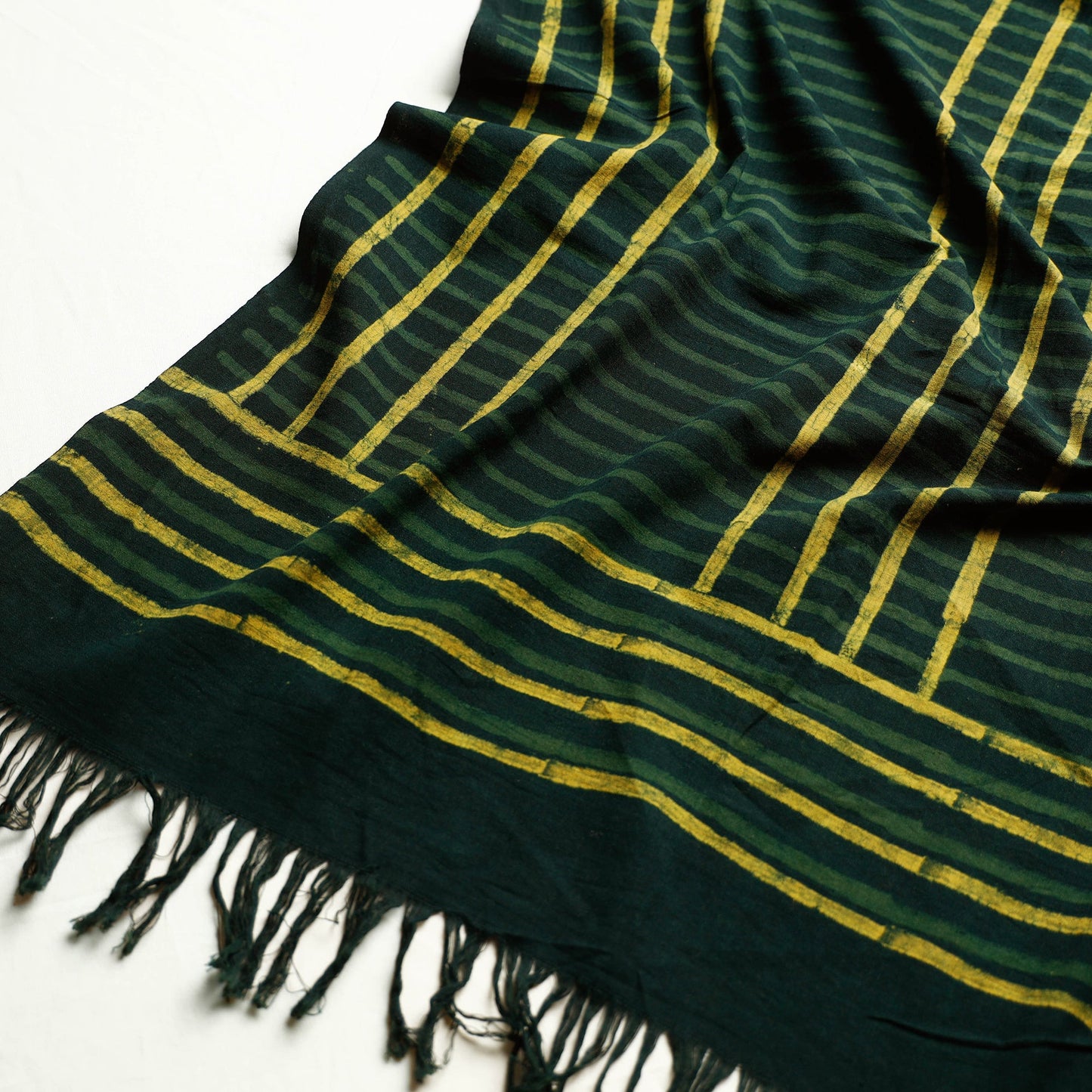 Green Akola Block Printed Pure Handloom Cotton Towel