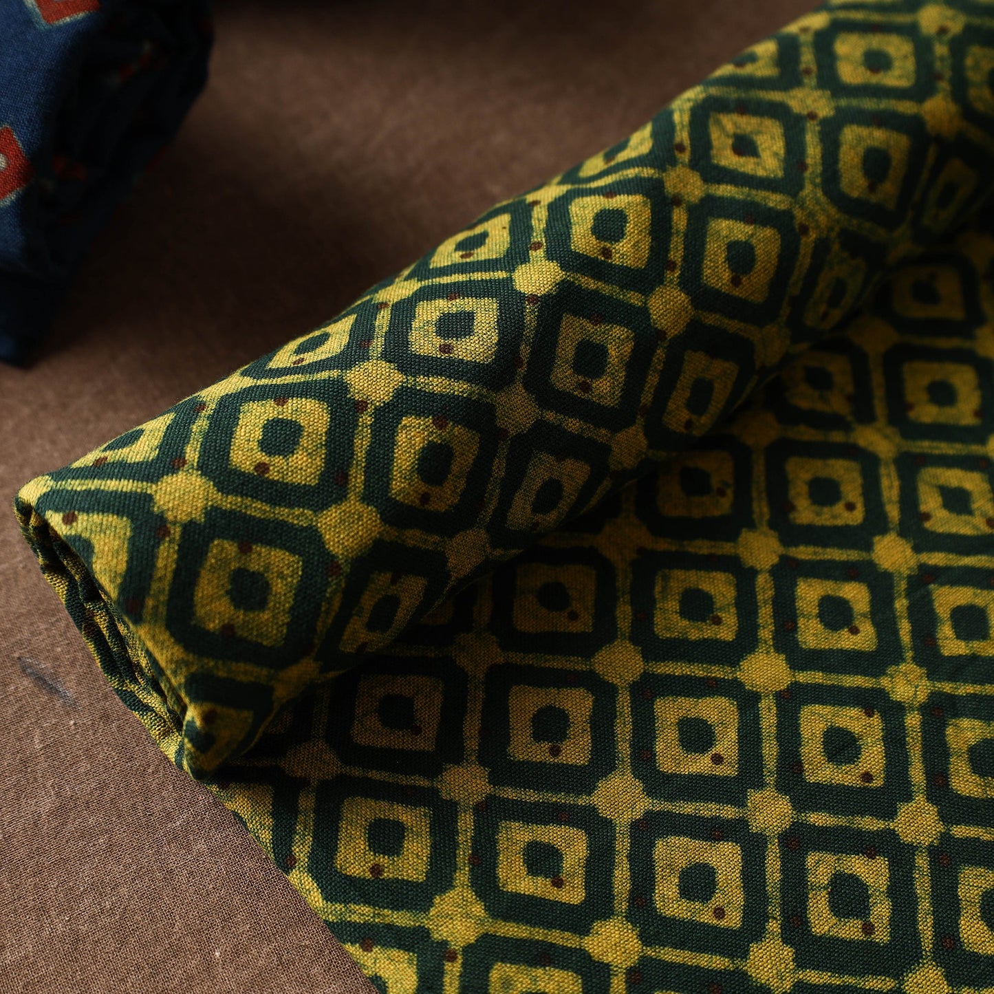 Green Akola Block Printed Pure Handloom Cotton Towel