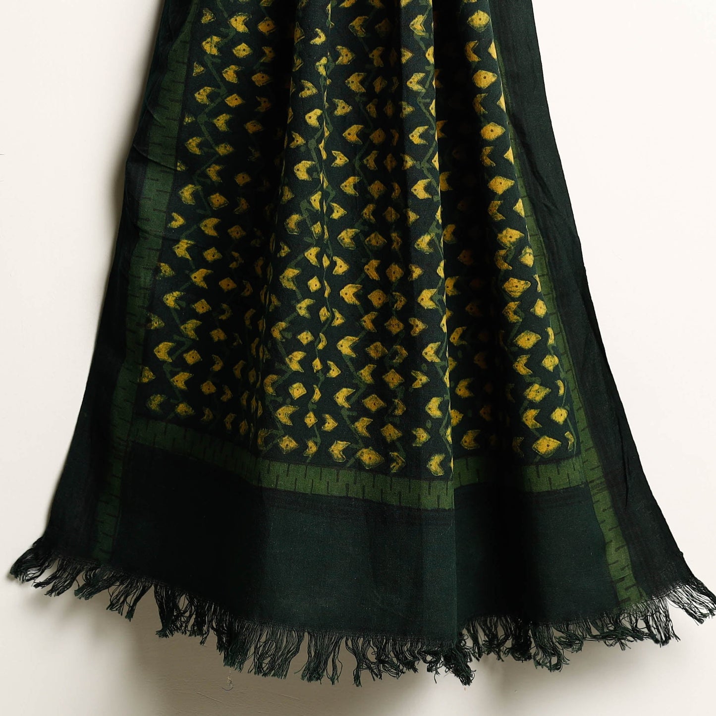 Green Akola Block Printed Pure Handloom Cotton Towel
