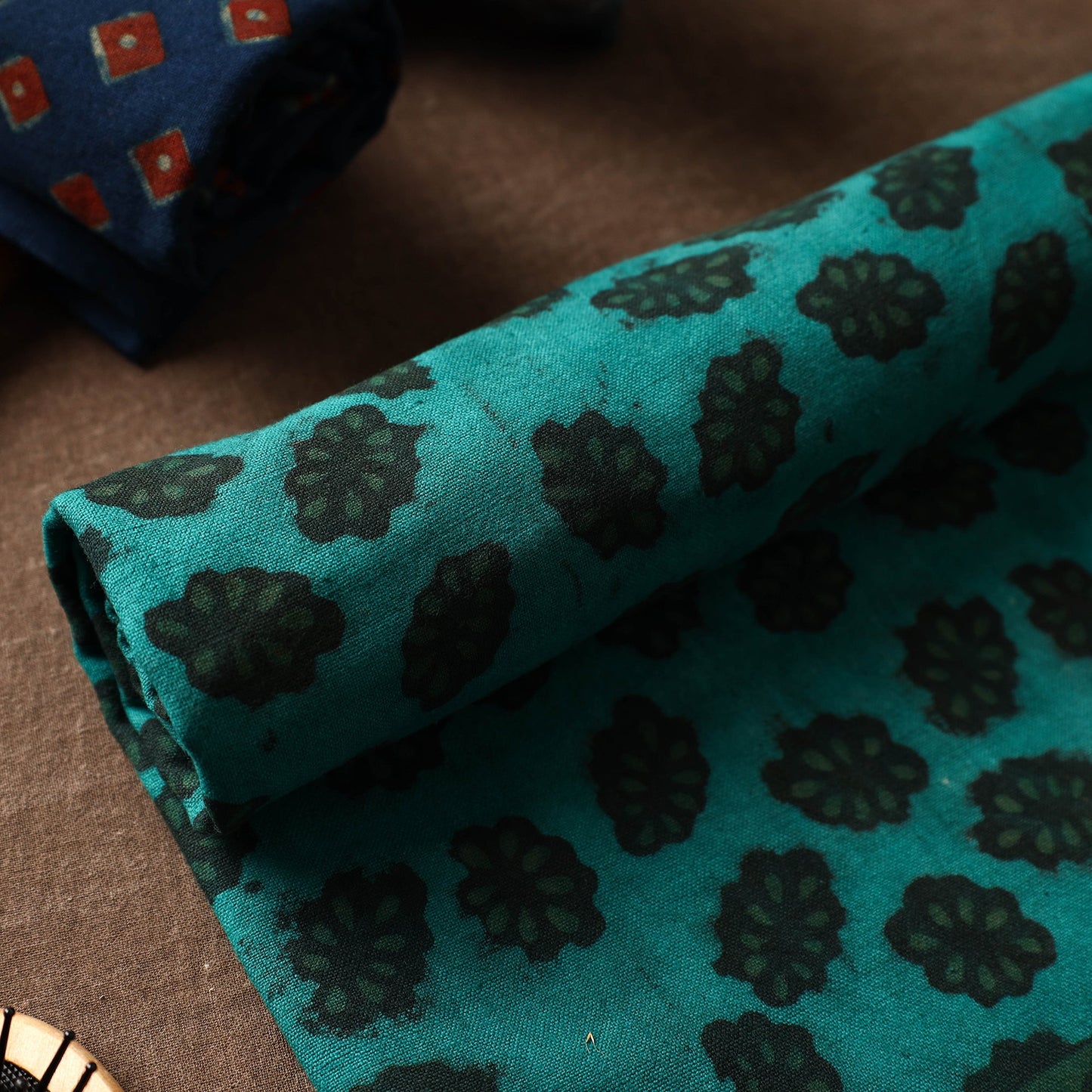 Green Akola Block Printed Pure Handloom Cotton Towel