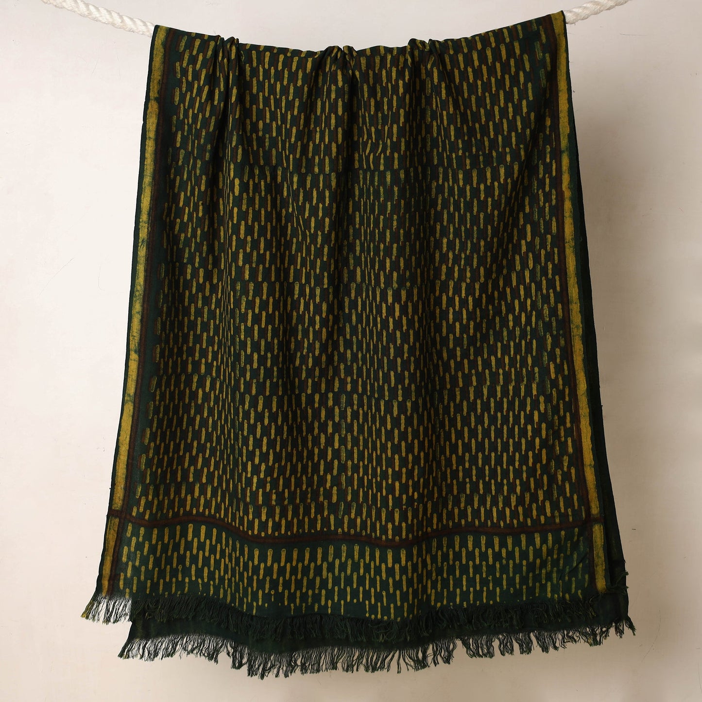 Green Akola Block Printed Pure Handloom Cotton Towel