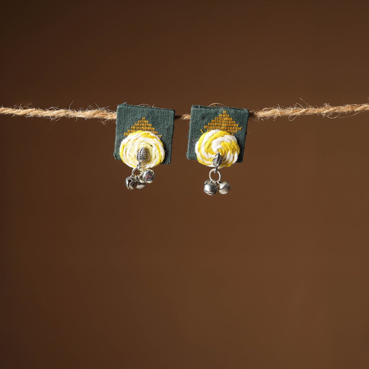 Green Nikhat Thread Work GS Fabart Earrings