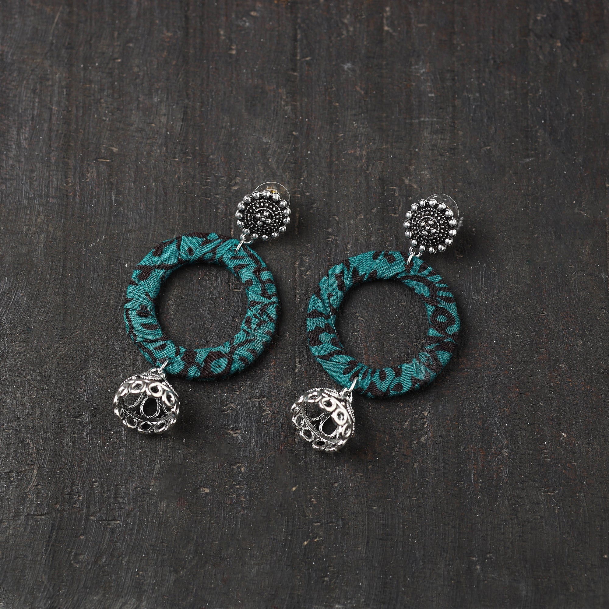 Green - Handmade Fabart Ghungroo Work Hair Clip 15
