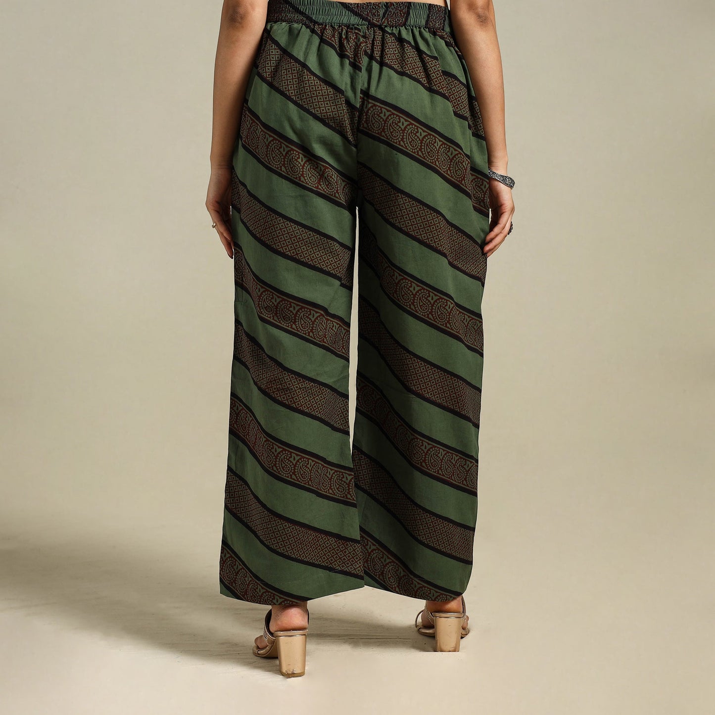 Green Bagh Block Print Natural Dyed Cotton Palazzo