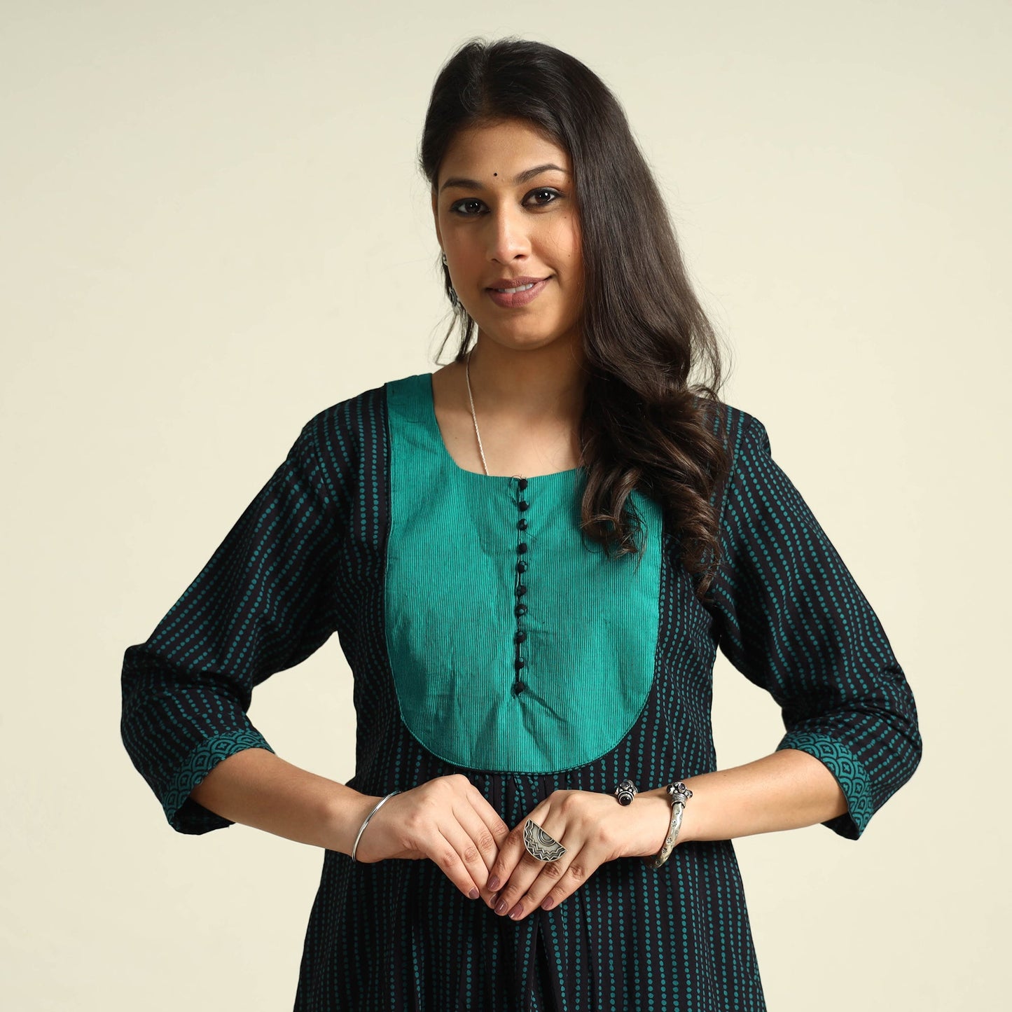 Bagh Block Printing Cotton Kurta with Palazzo & Dupatta Set