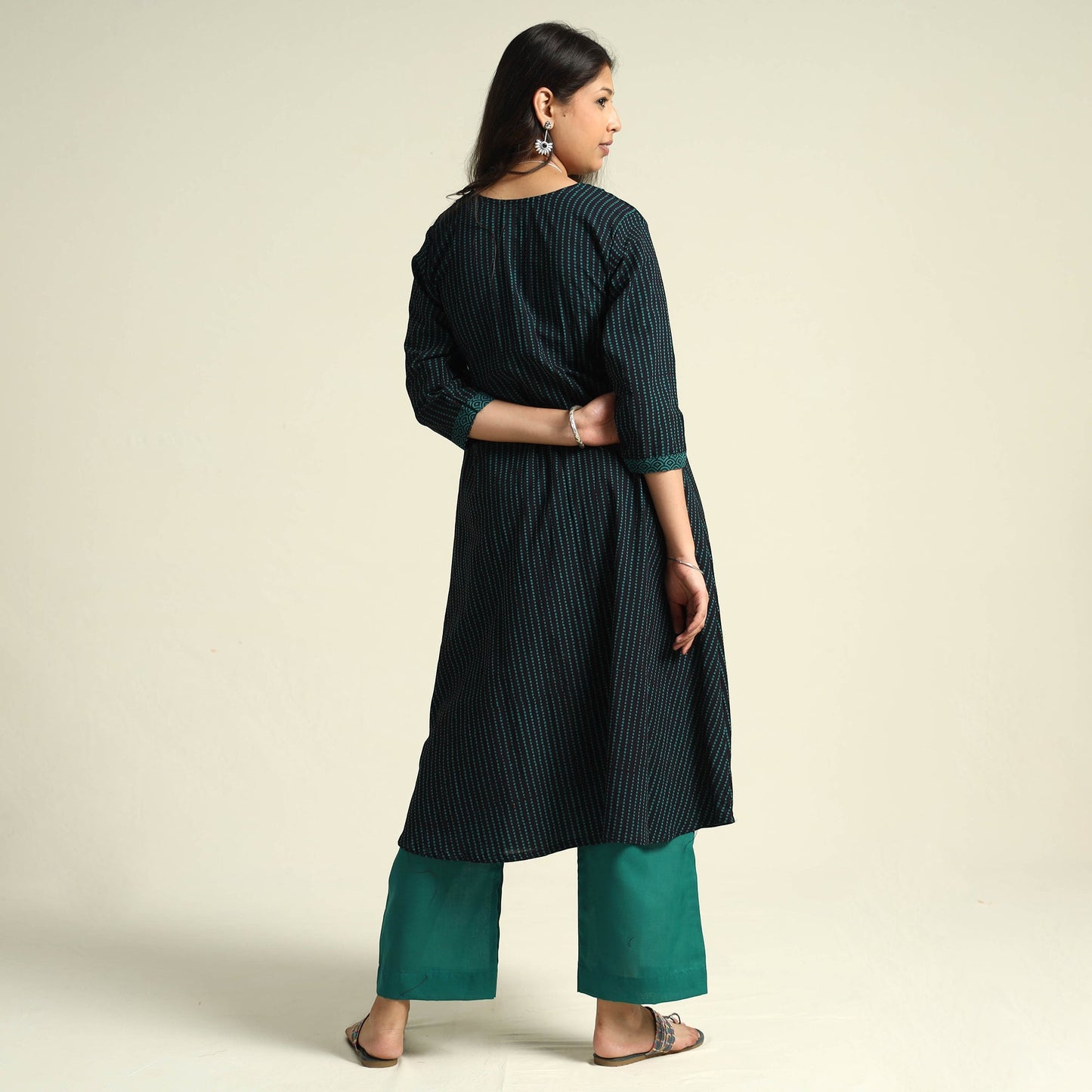 Bagh Block Printing Cotton Kurta with Palazzo & Dupatta Set