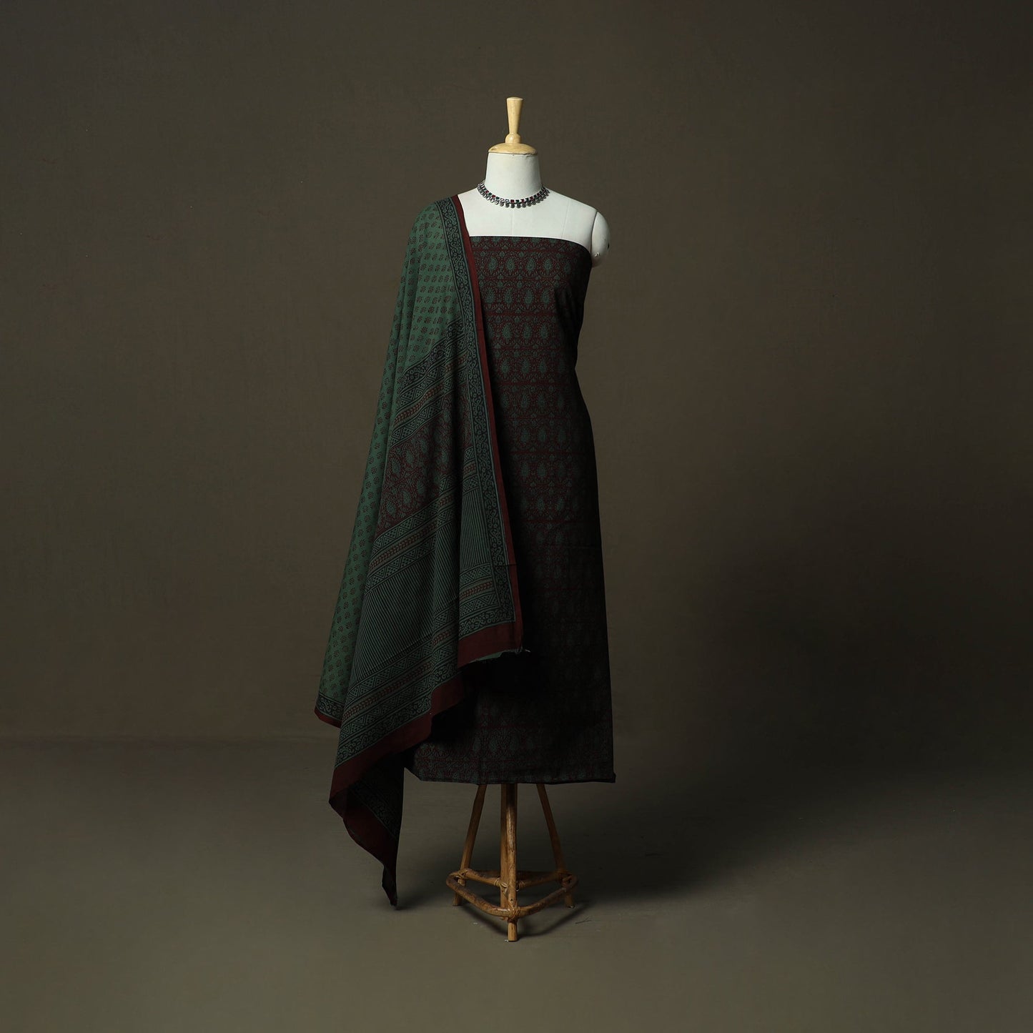 Bagh hand block print natural dyed cotton 3pc unstitched