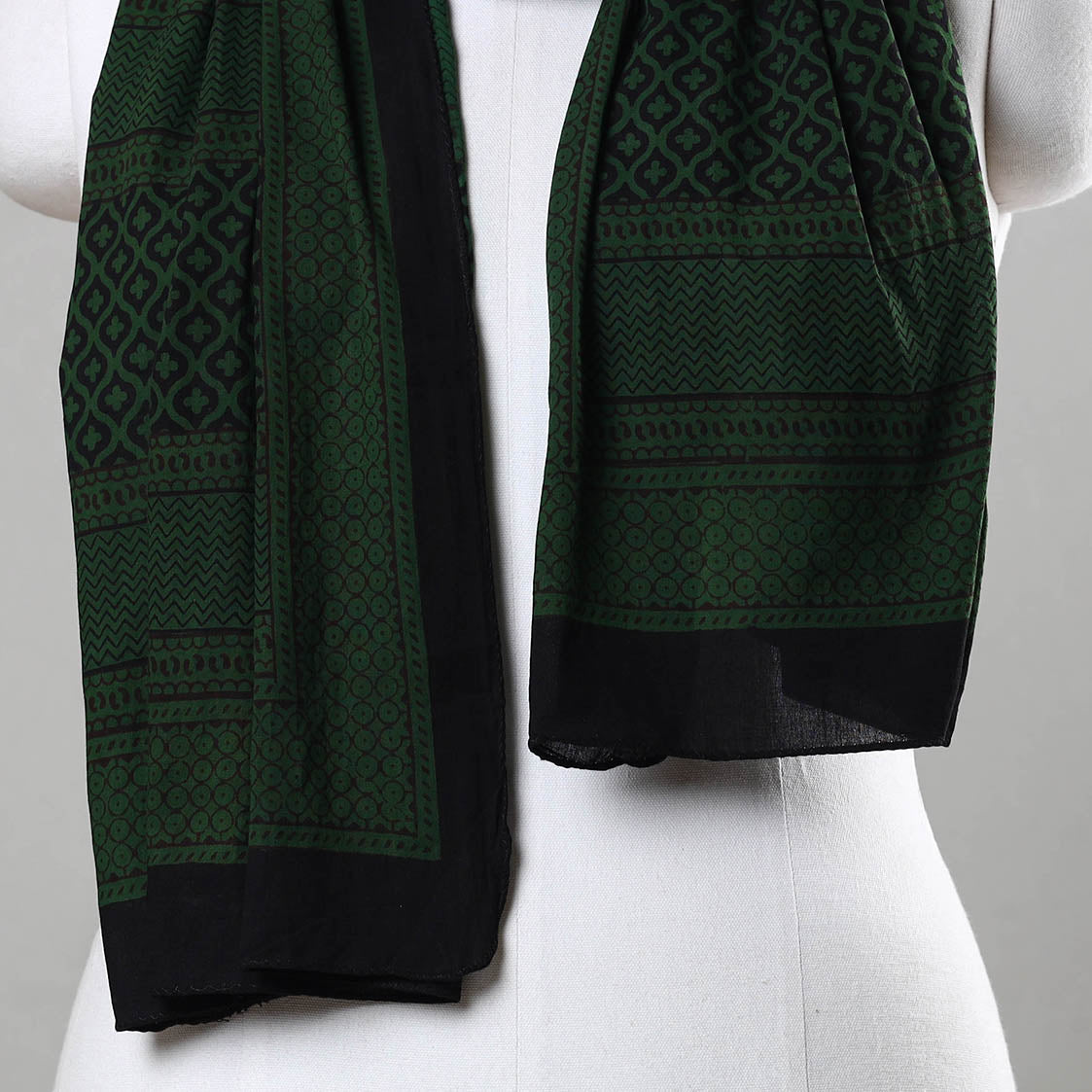 Green Bagh Hand Block Printed Cotton Stole
