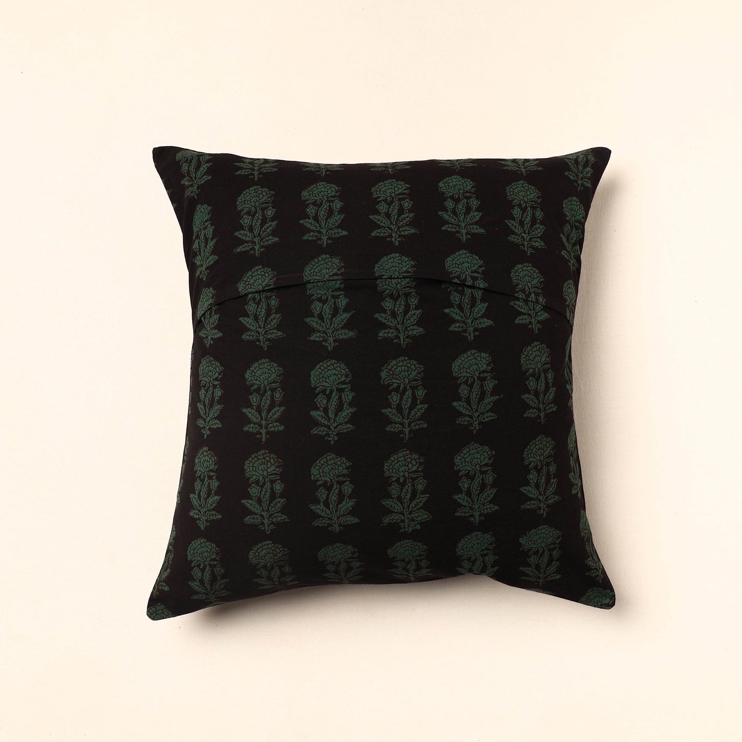 Green Bagh Block Printed Cotton Cushion Cover
