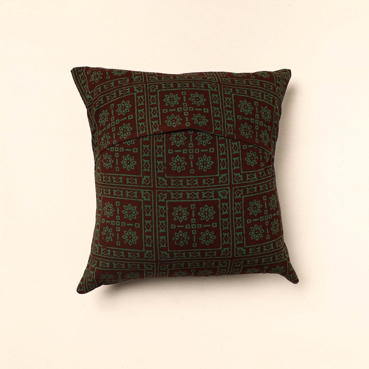 Green Bagh Block Printed Cotton Cushion Cover