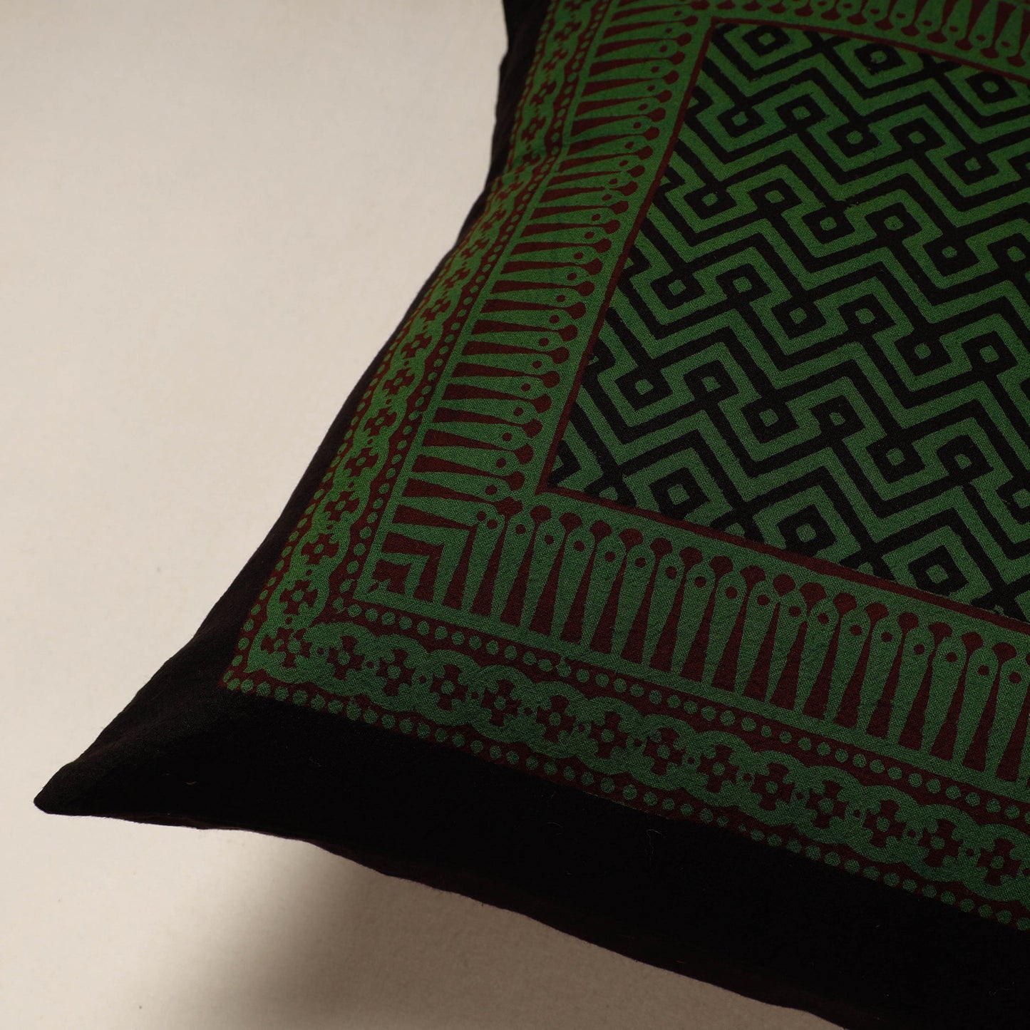 Green Bagh Block Printed Cotton Cushion Cover