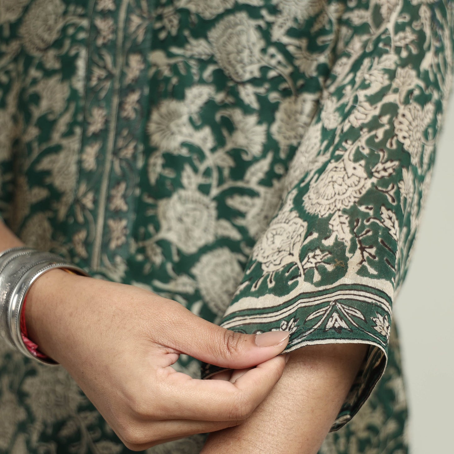 Green - bagru block printed chanderi silk kurta