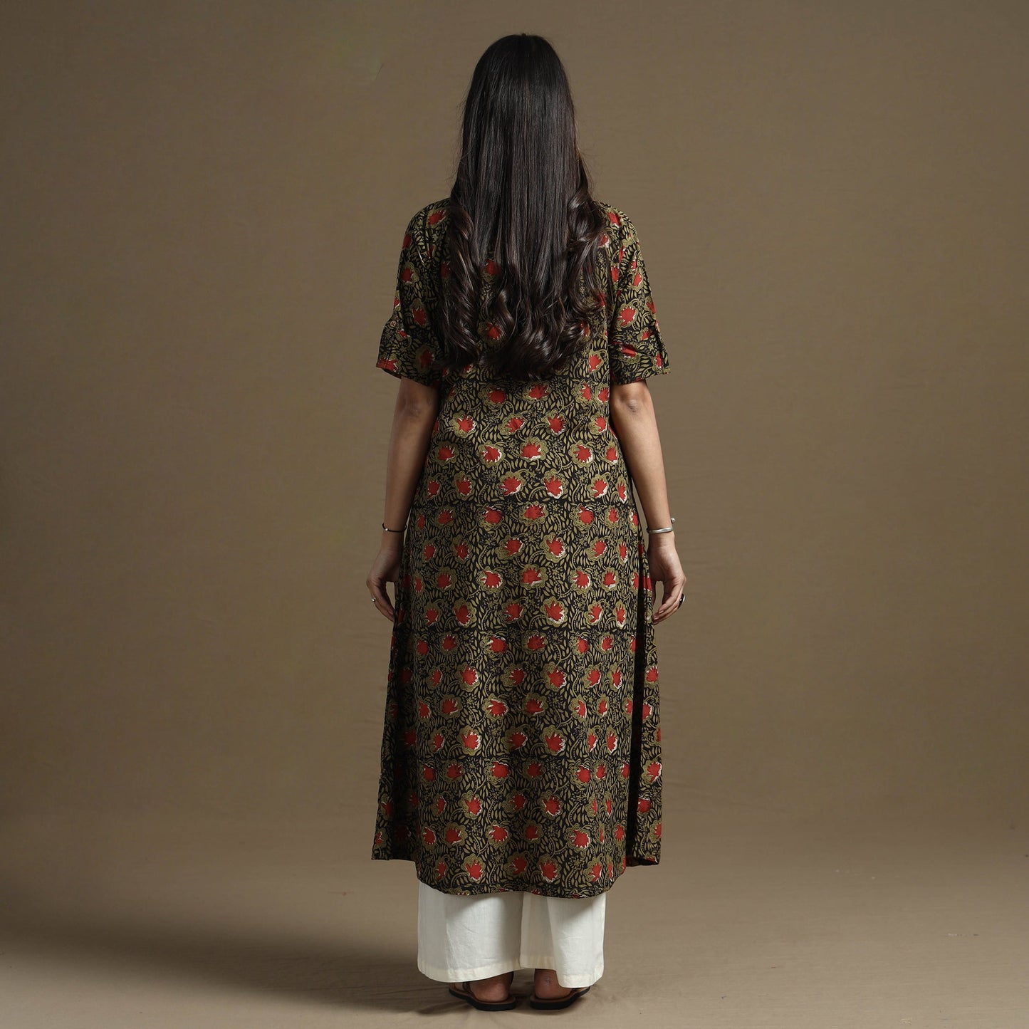 Bagru Hand Block Printed Cotton A-Line Kurta Online at iTokri.com