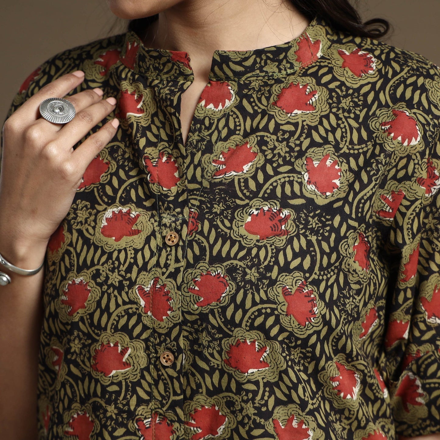 Bagru Hand Block Printed Cotton A-Line Kurta Online at iTokri.com
