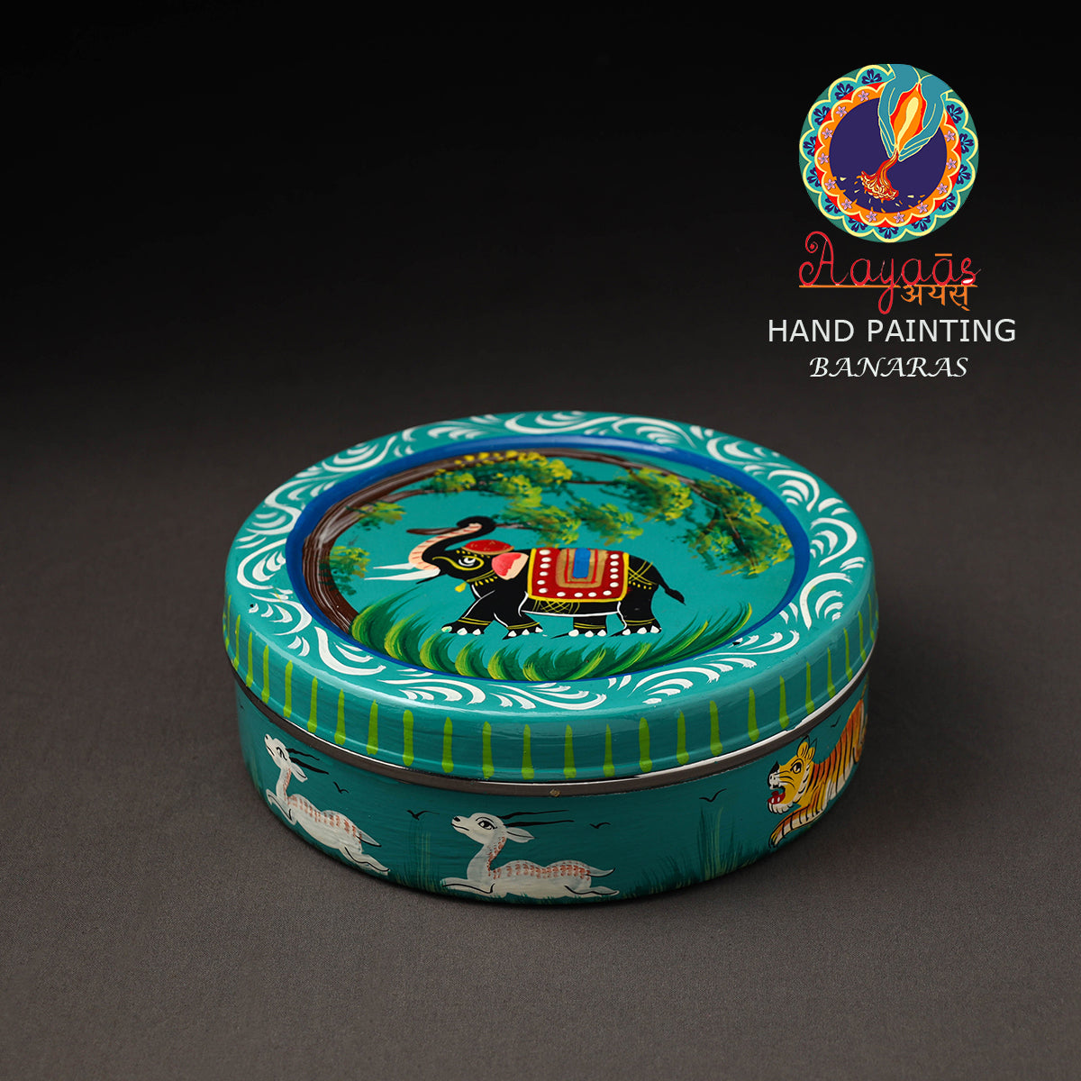 Banaras Handpainted Stainless Steel Roti Box