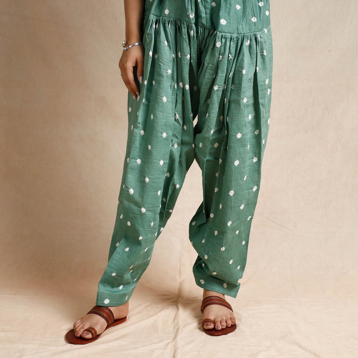 Bandhani Cotton Kurta with Salwar & Dupatta Set