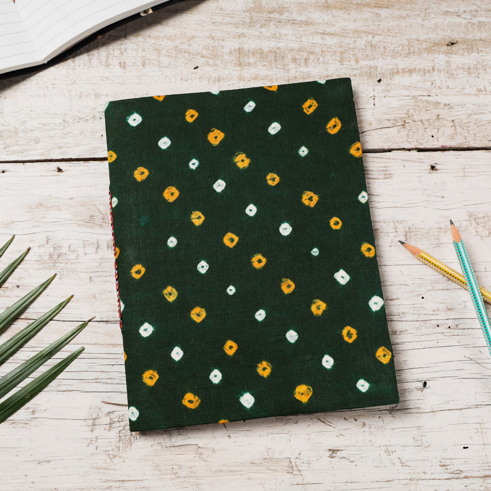 Green Bandhani Cover Handmade Paper Notebook