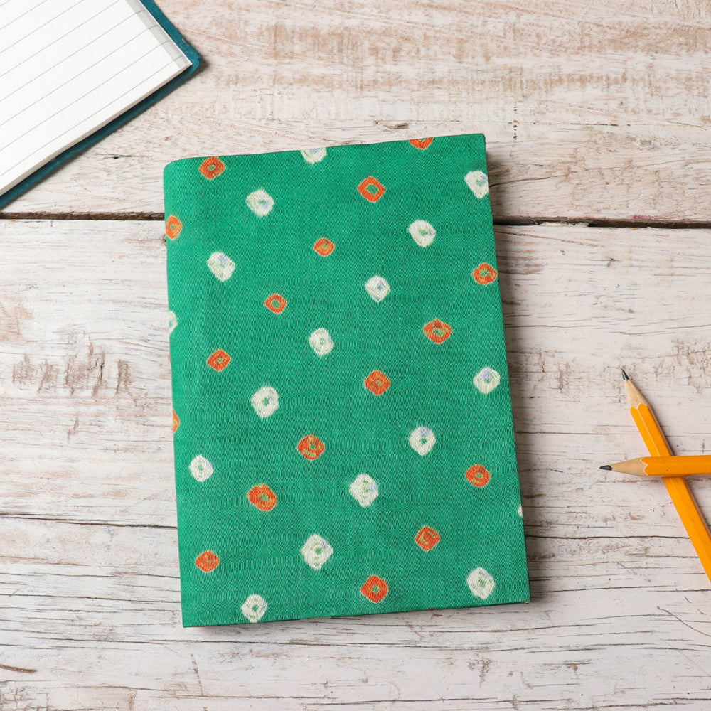 Green Bandhani Cover Handmade Ruled Paper Notebook