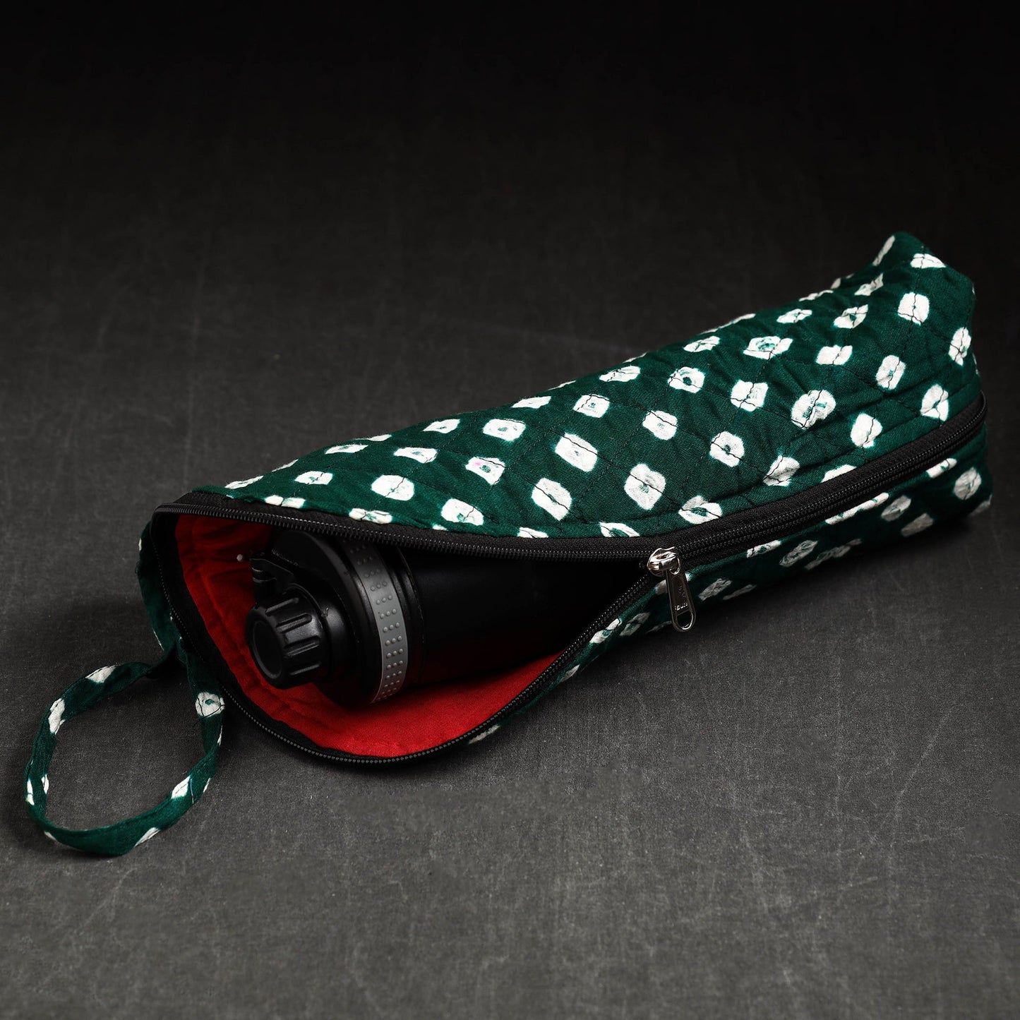 Green Bandhani Tie-Dye Cotton 1L Water Bottle Cover
