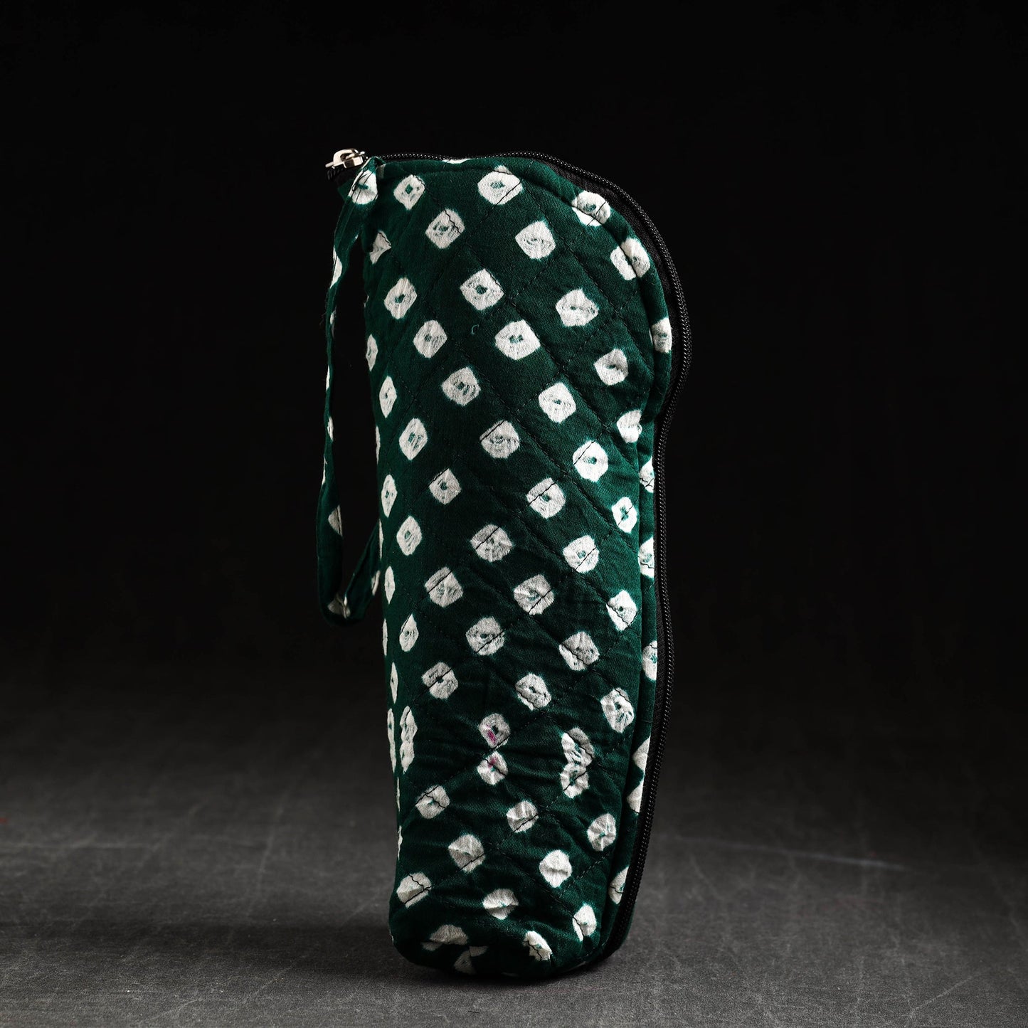 Green Bandhani Tie-Dye Cotton 1L Water Bottle Cover