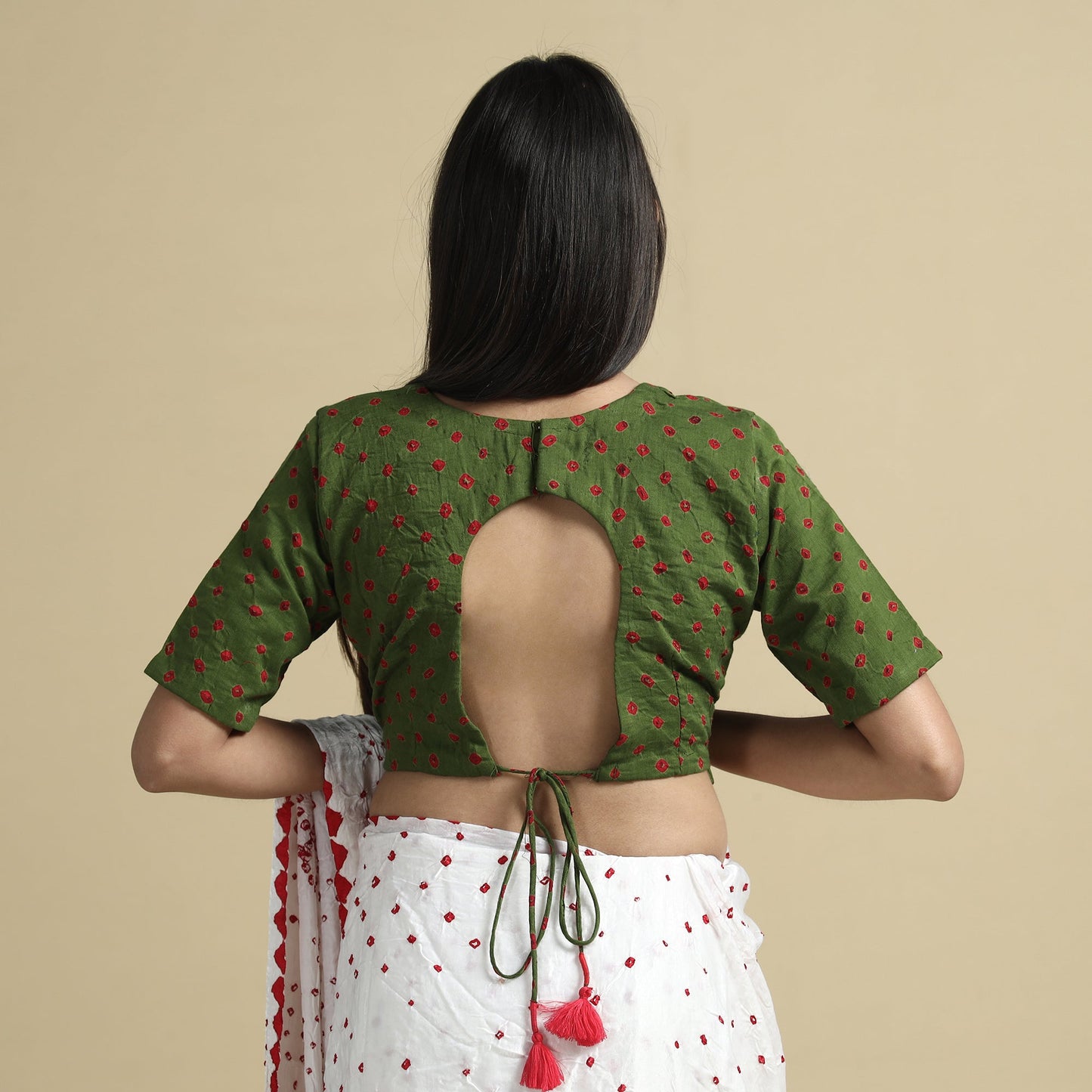 Buy Bandhani Tie-Dye Cotton Stitched Blouse Online at iTokri.com