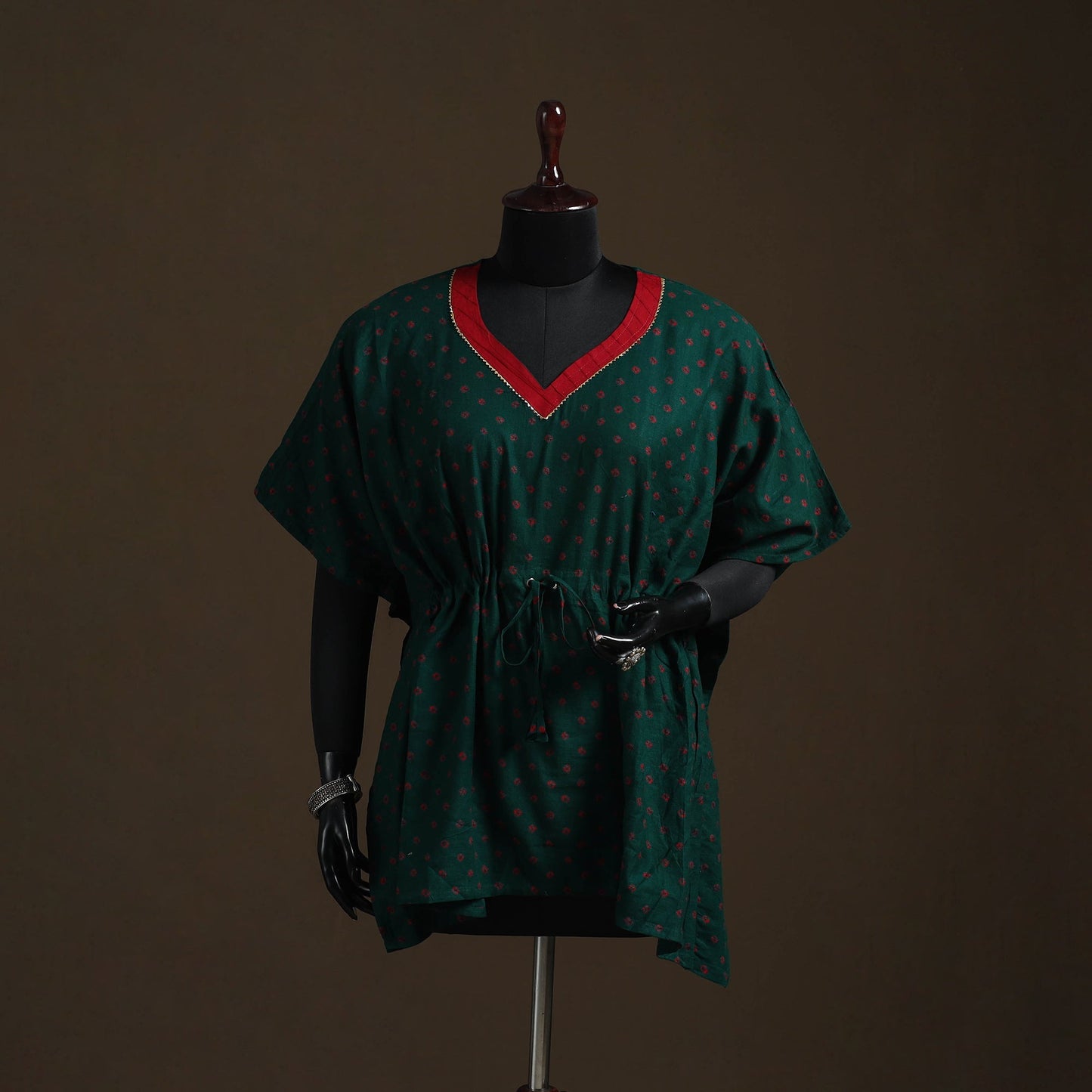 Bandhani tie-dye gota work cotton kaftan (short) 18