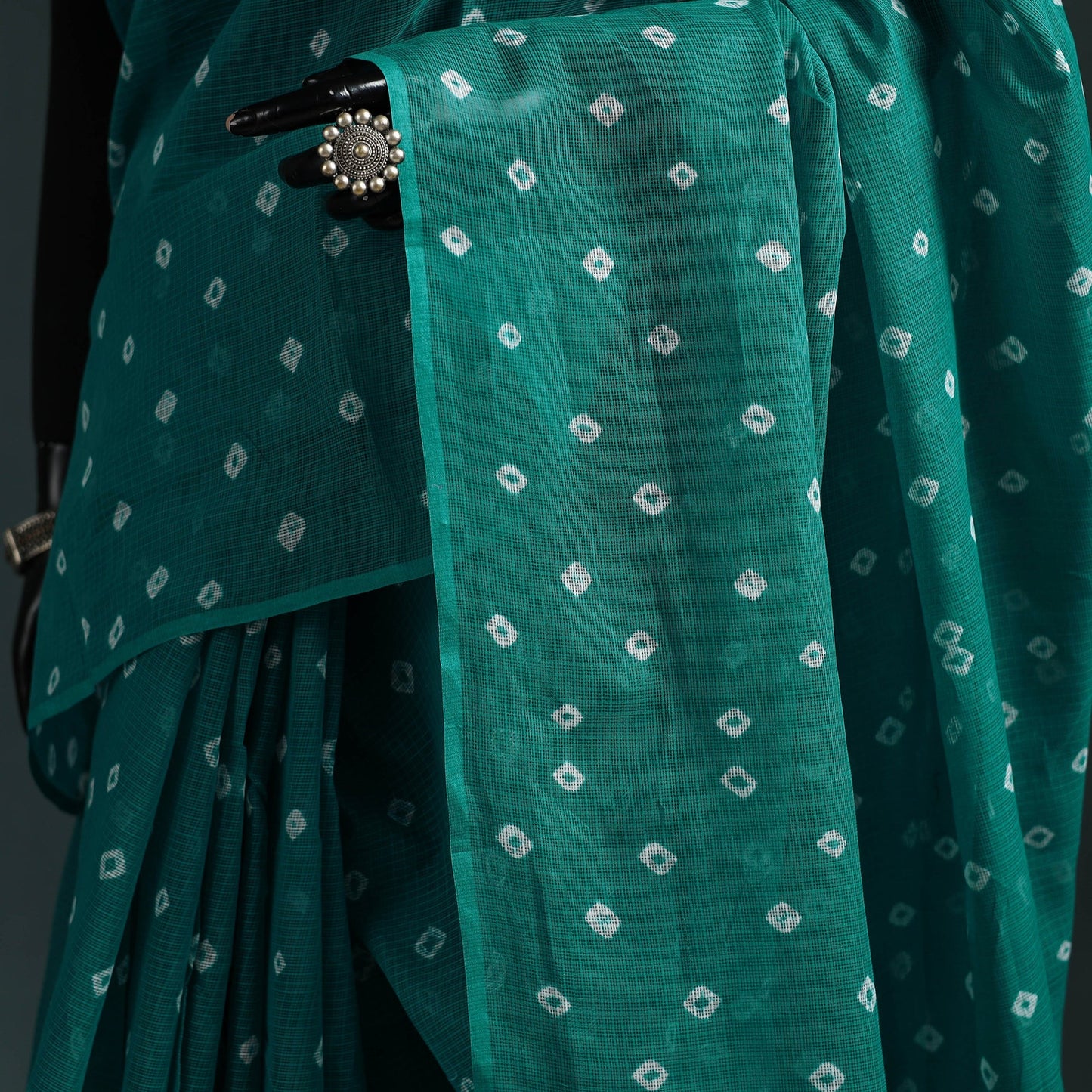 Bandhani tie-dye kota doria cotton saree 04 - handcrafted