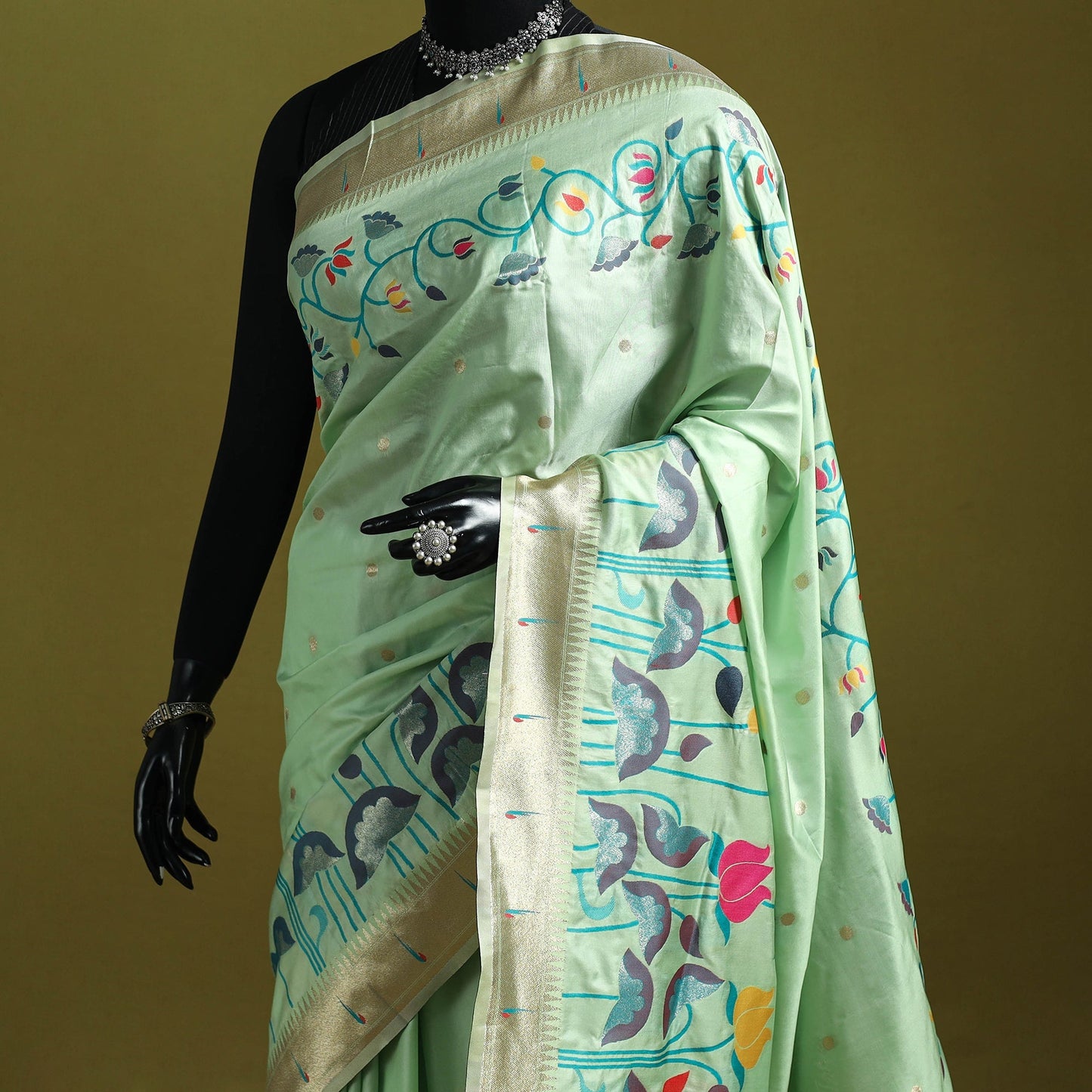 Bangalore silk paithani saree 06 - handcrafted