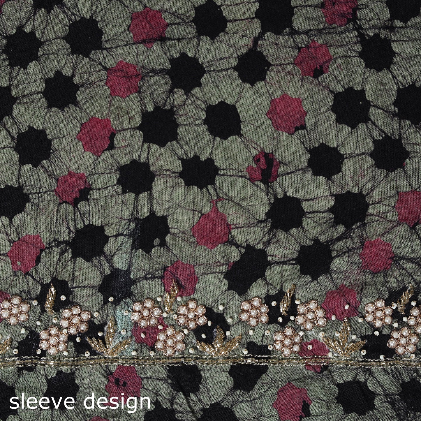 Batik Print Hand Embroidery Cotton Blouse Piece