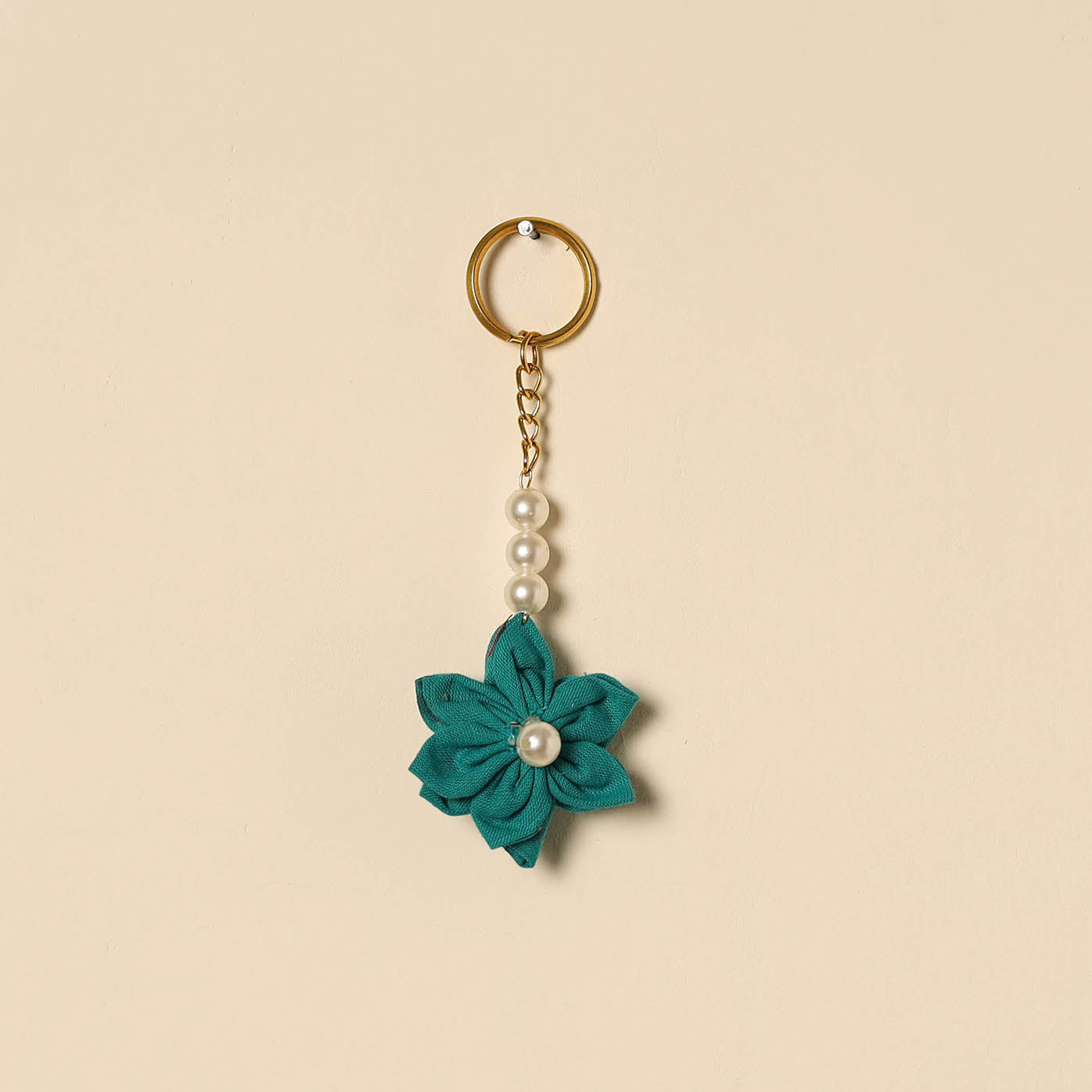 Beaded fabart flower keychain 52 - handcrafted
