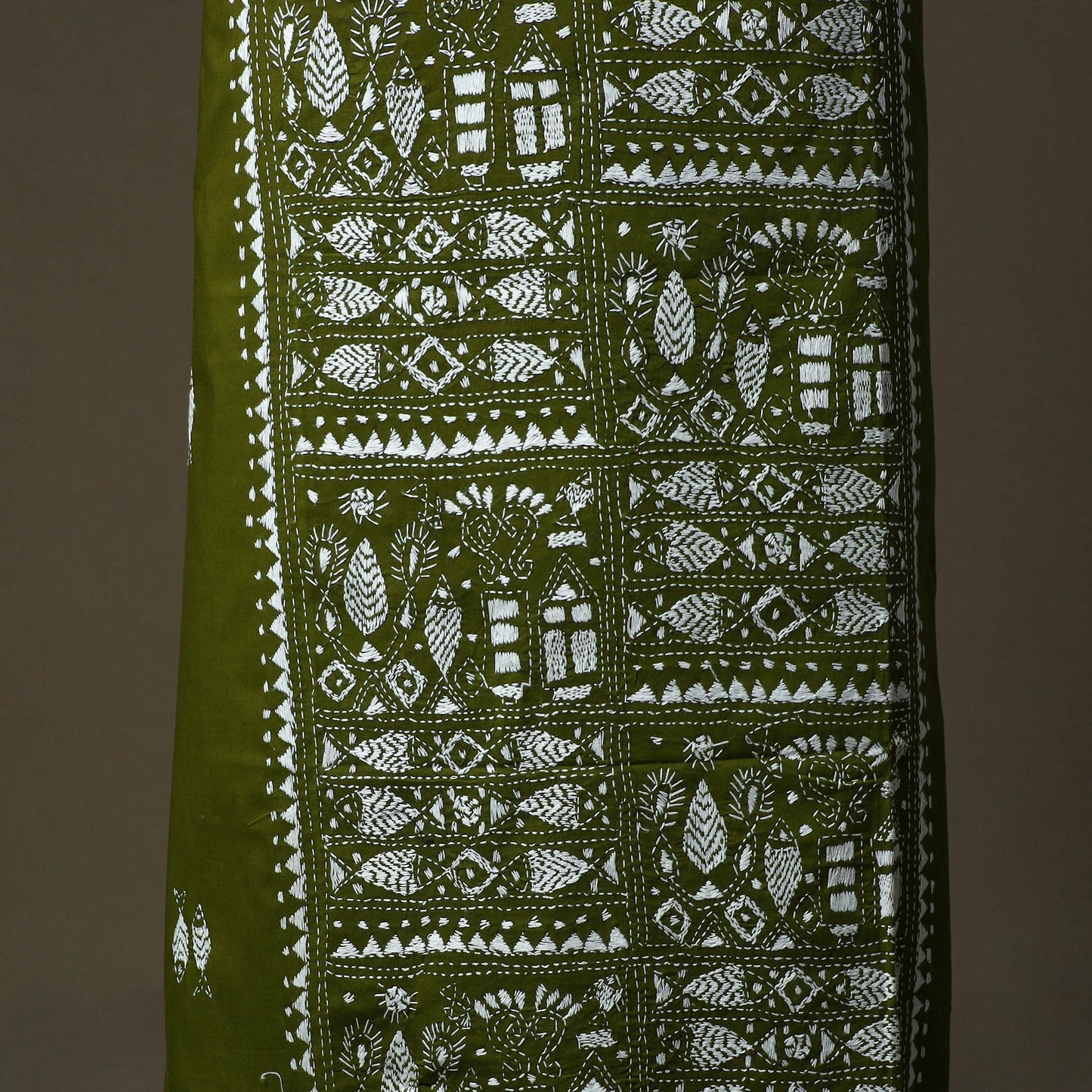 Bengal kantha hand embroidered cotton unstitched kurta