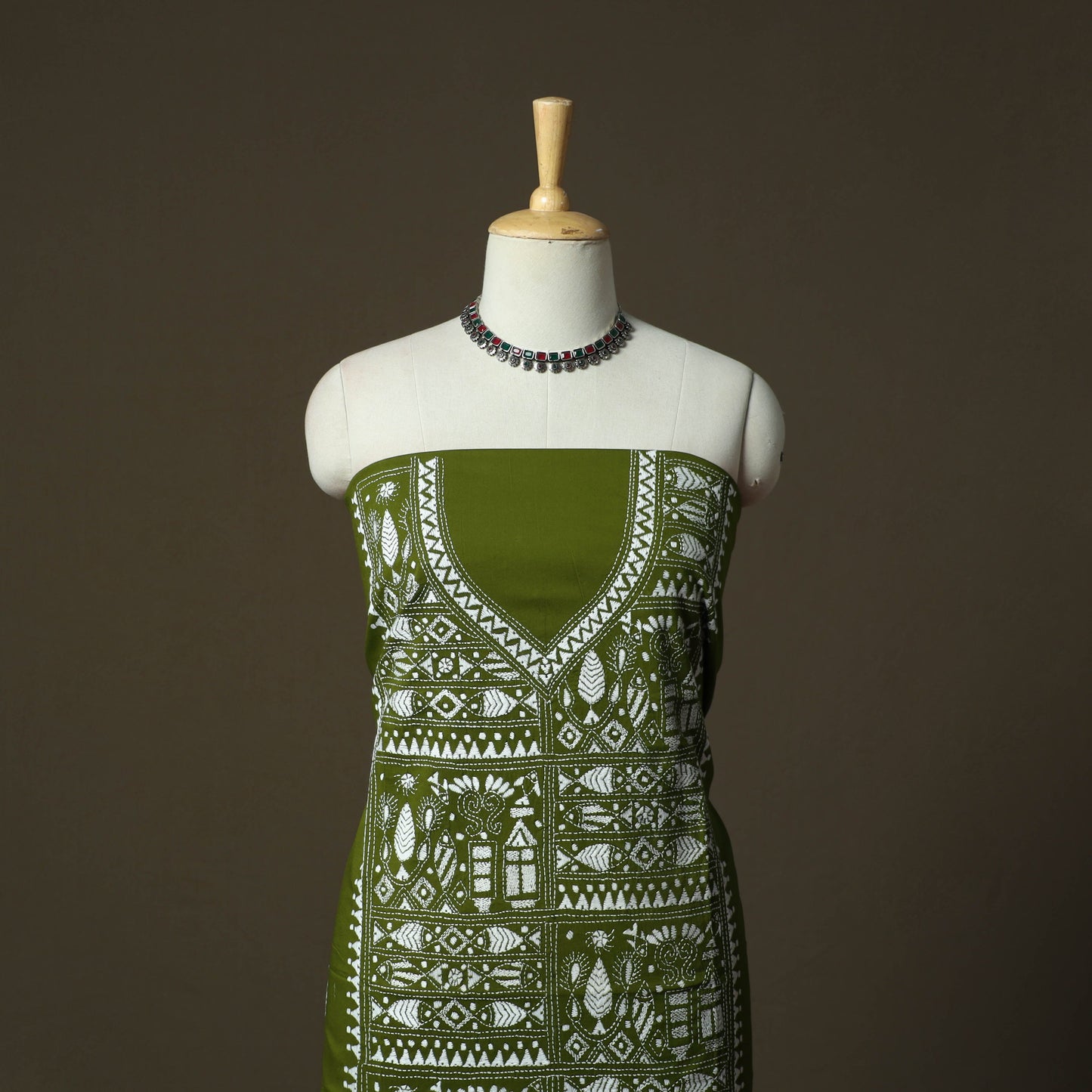 Bengal kantha hand embroidered cotton unstitched kurta