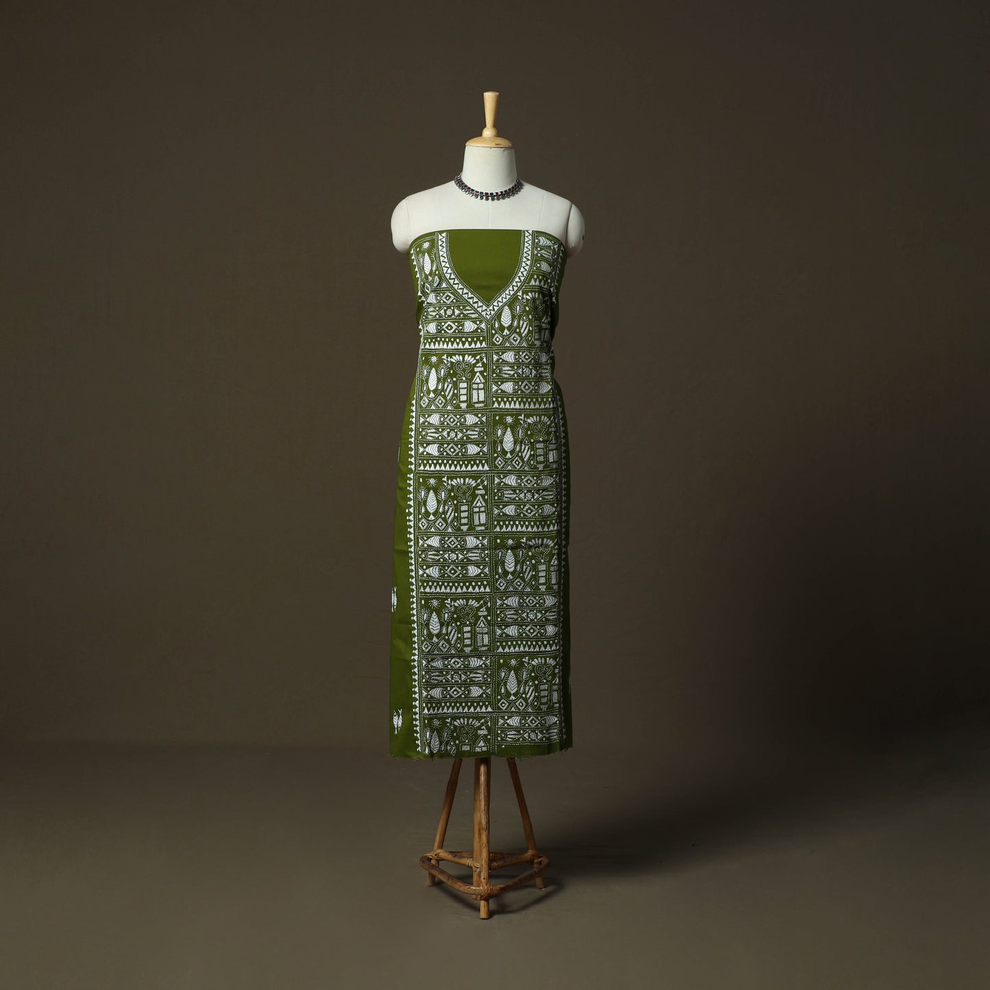 Bengal kantha hand embroidered cotton unstitched kurta