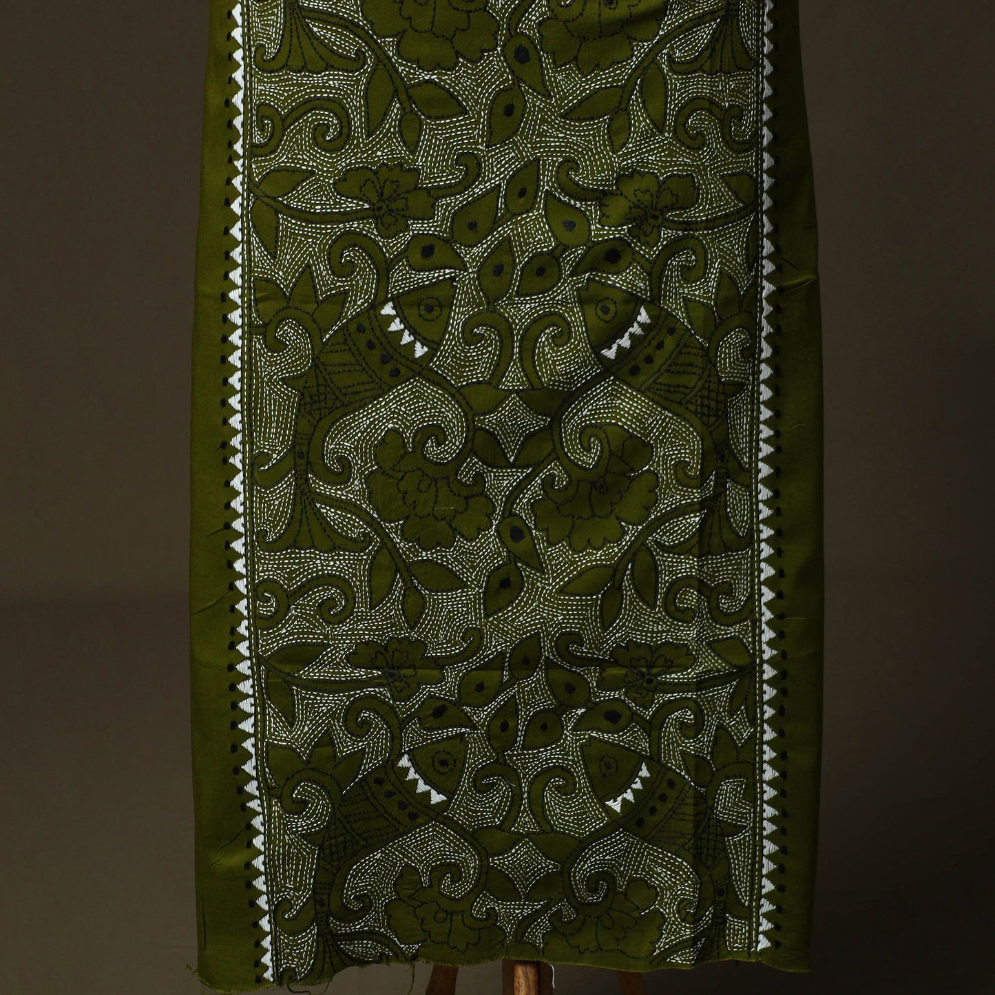 Bengal kantha hand embroidered cotton unstitched kurta