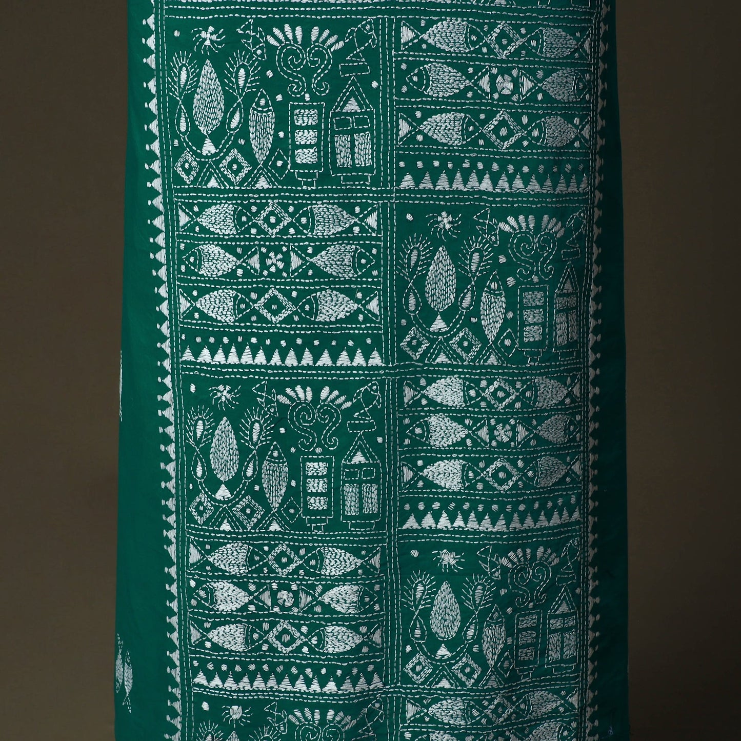 Bengal kantha hand embroidered cotton unstitched kurta