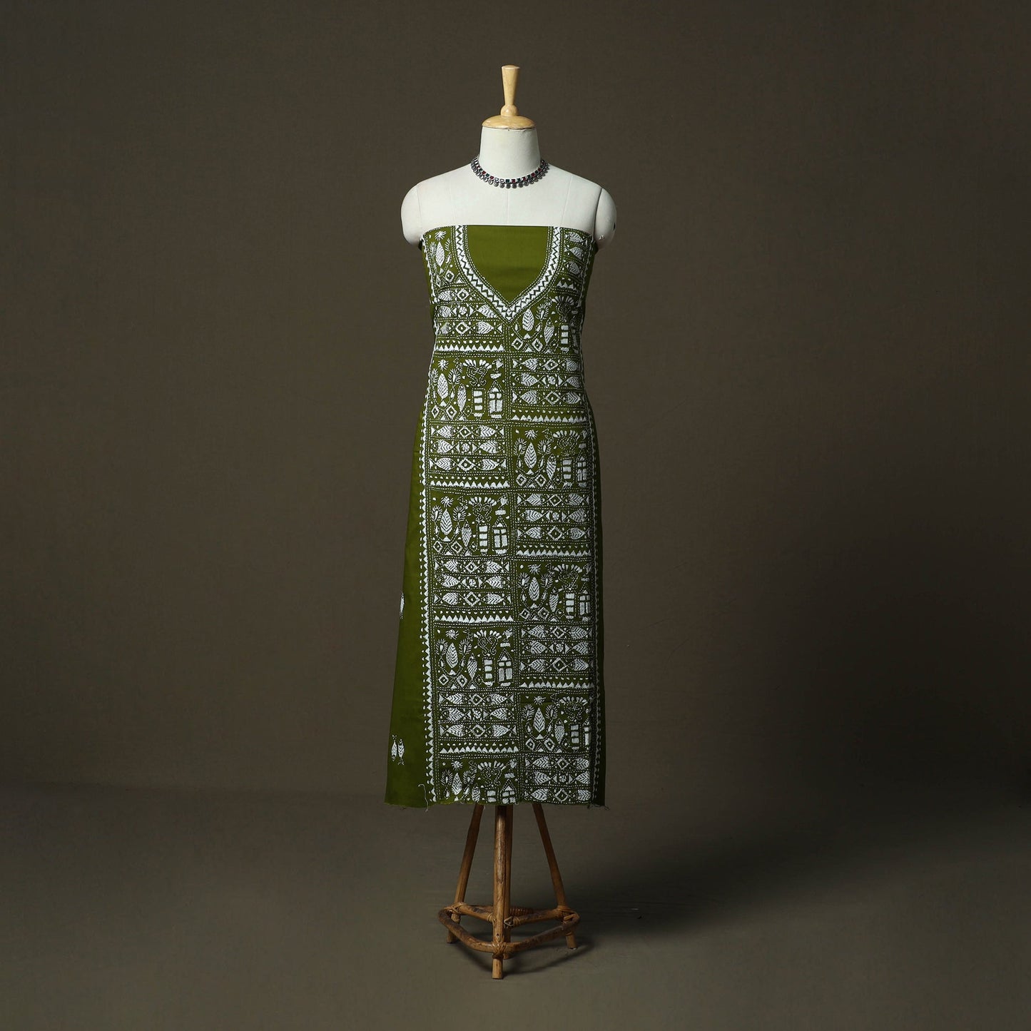 Bengal kantha hand embroidered cotton unstitched kurta