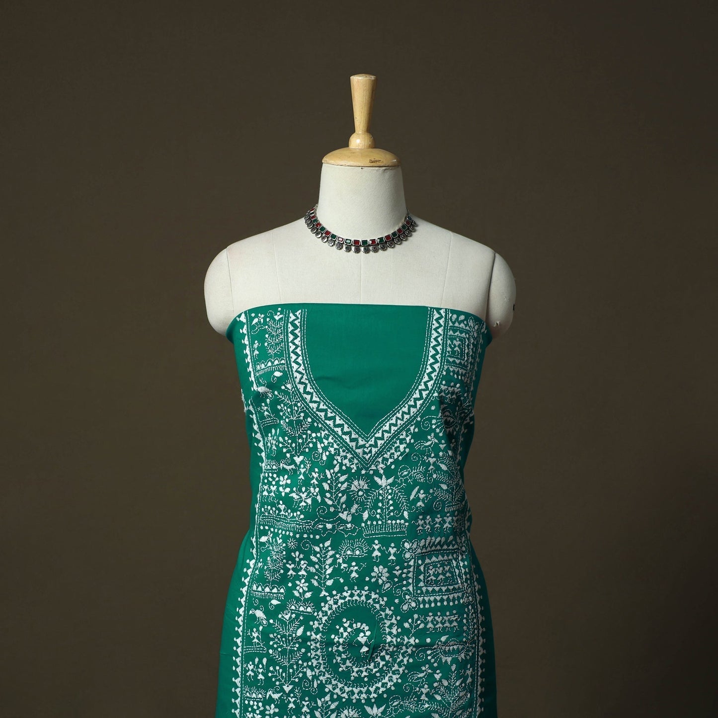 Bengal kantha hand embroidered cotton unstitched kurta