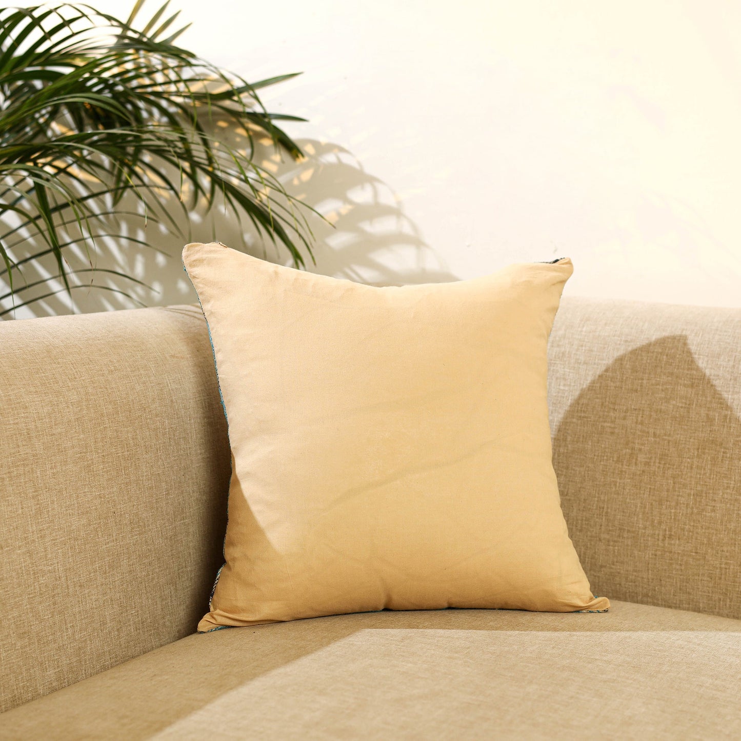 Buy Green Bengal Kantha Work Reversible Silk Cushion Cover