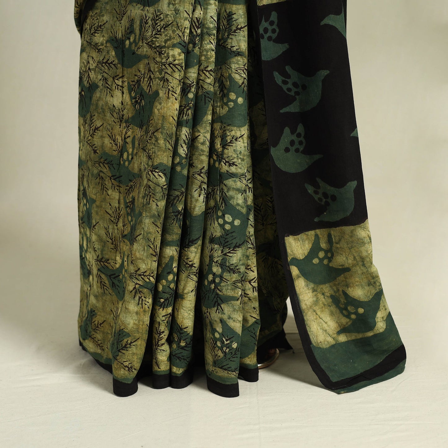 Green Bindaas Art Natural Dyed Cotton Block Print Saree