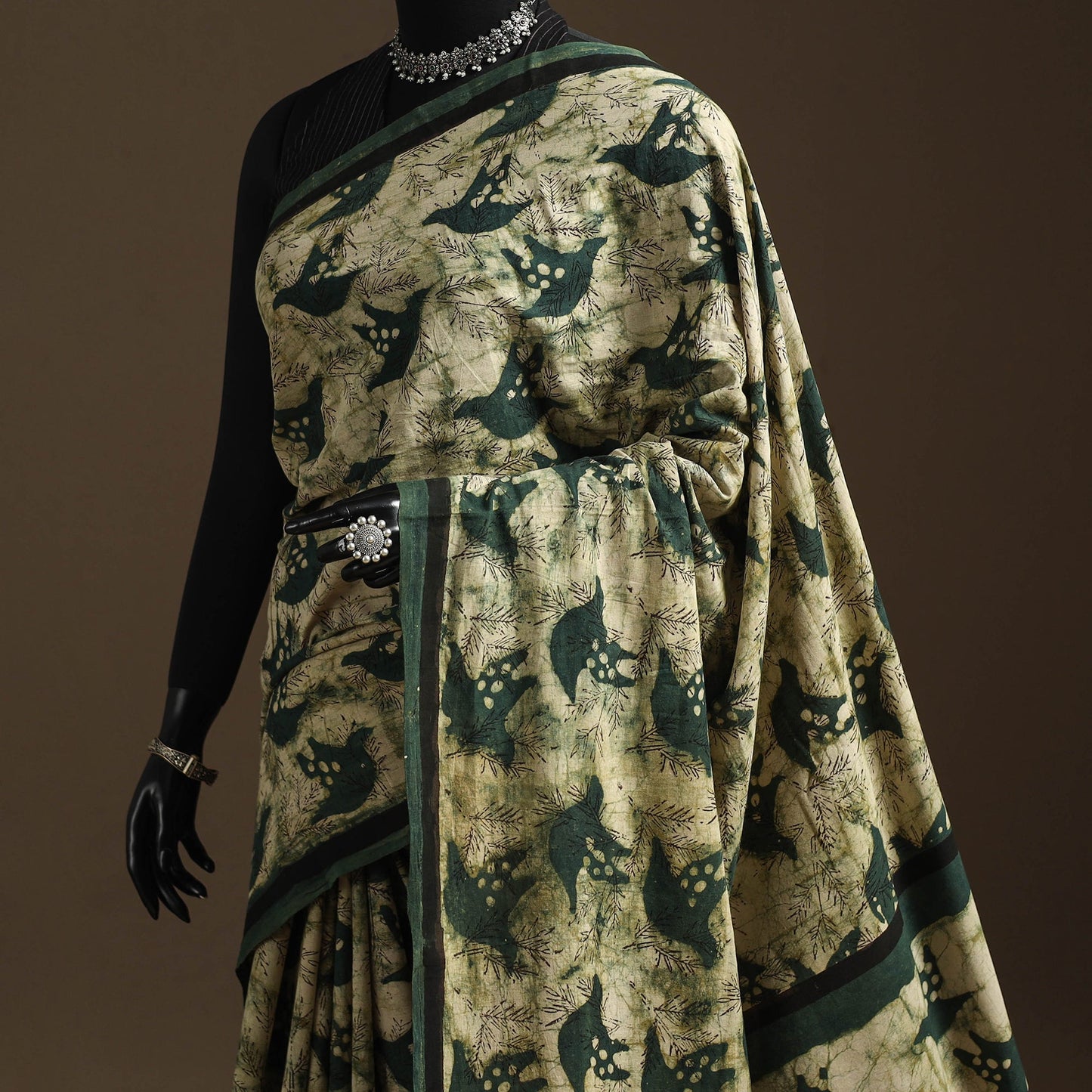 Green - bindaas art natural dyed cotton saree 05