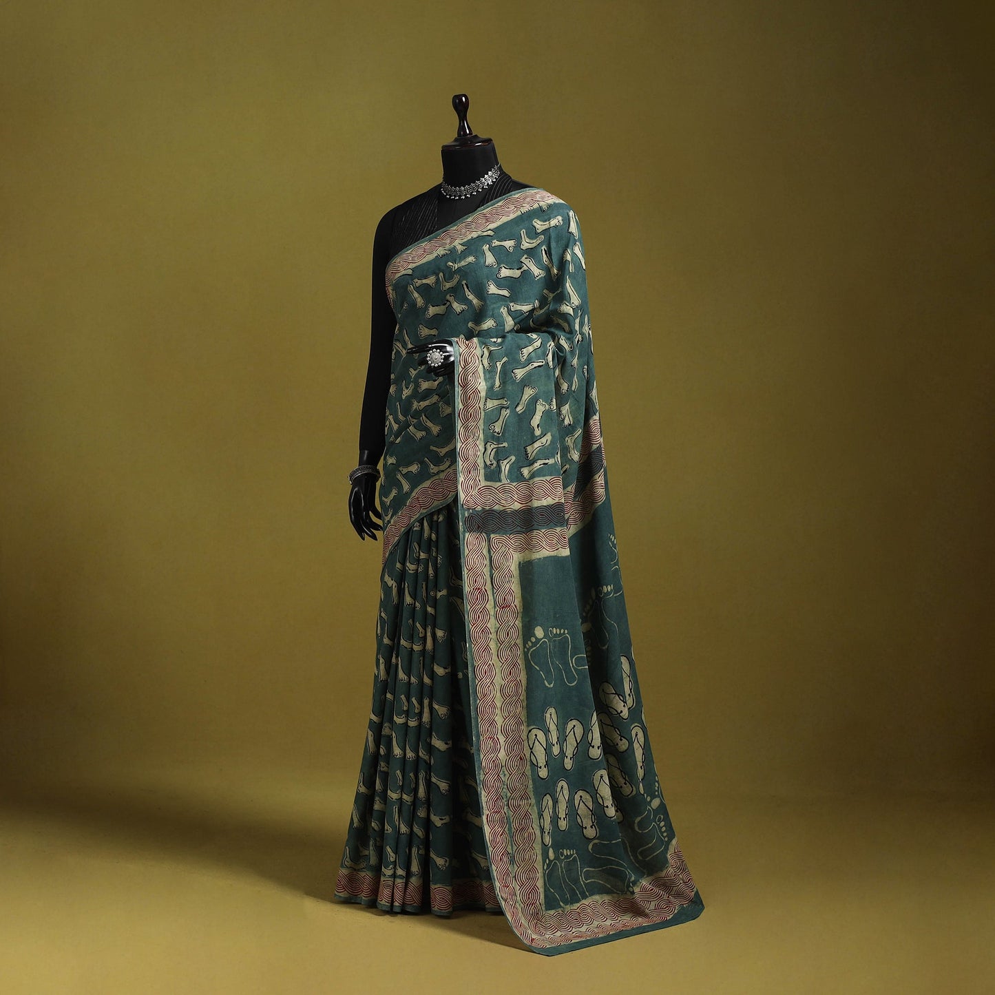 Green - bindaas art natural dyed cotton saree 16