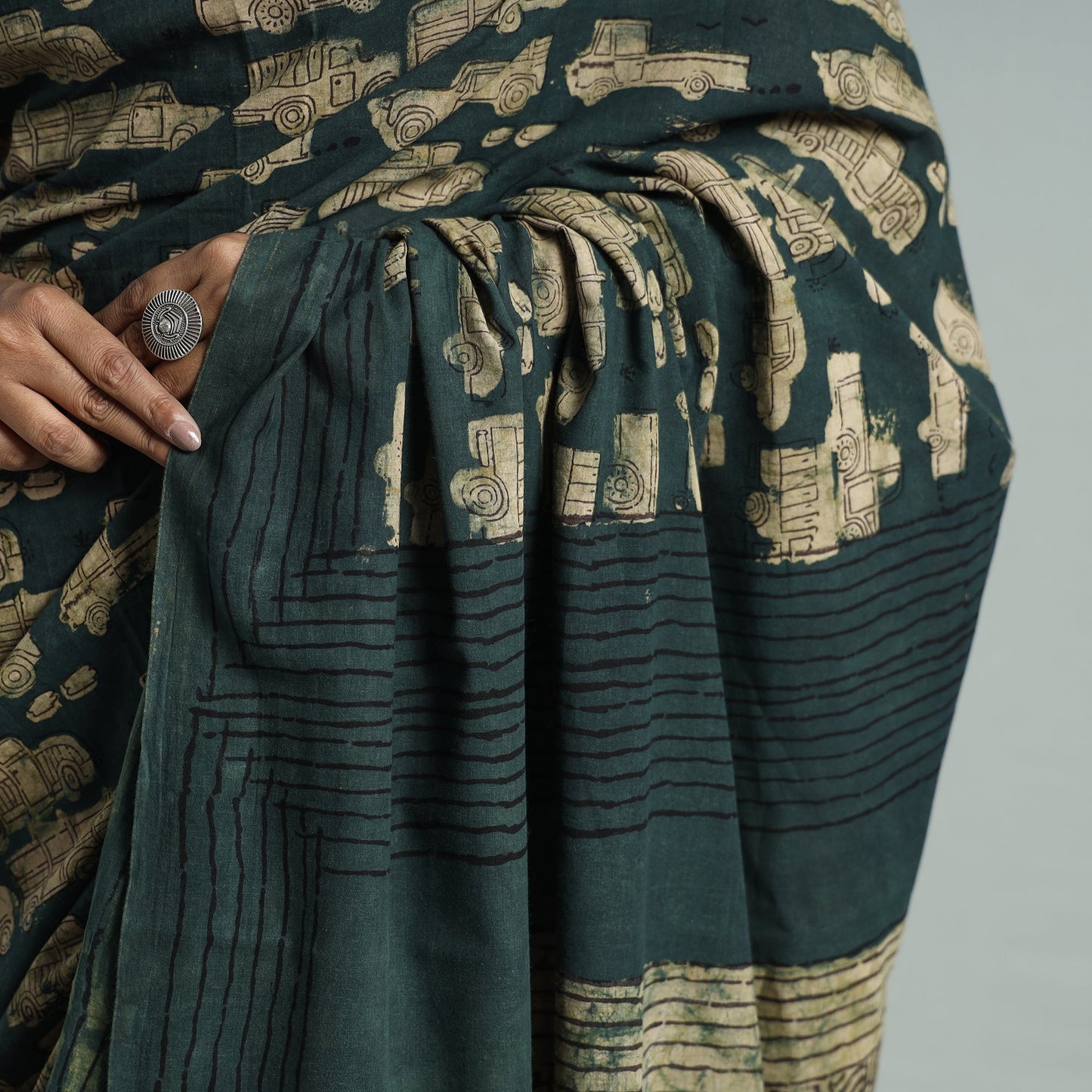 Bindaas Art Natural Dyed Cotton Block Print Saree