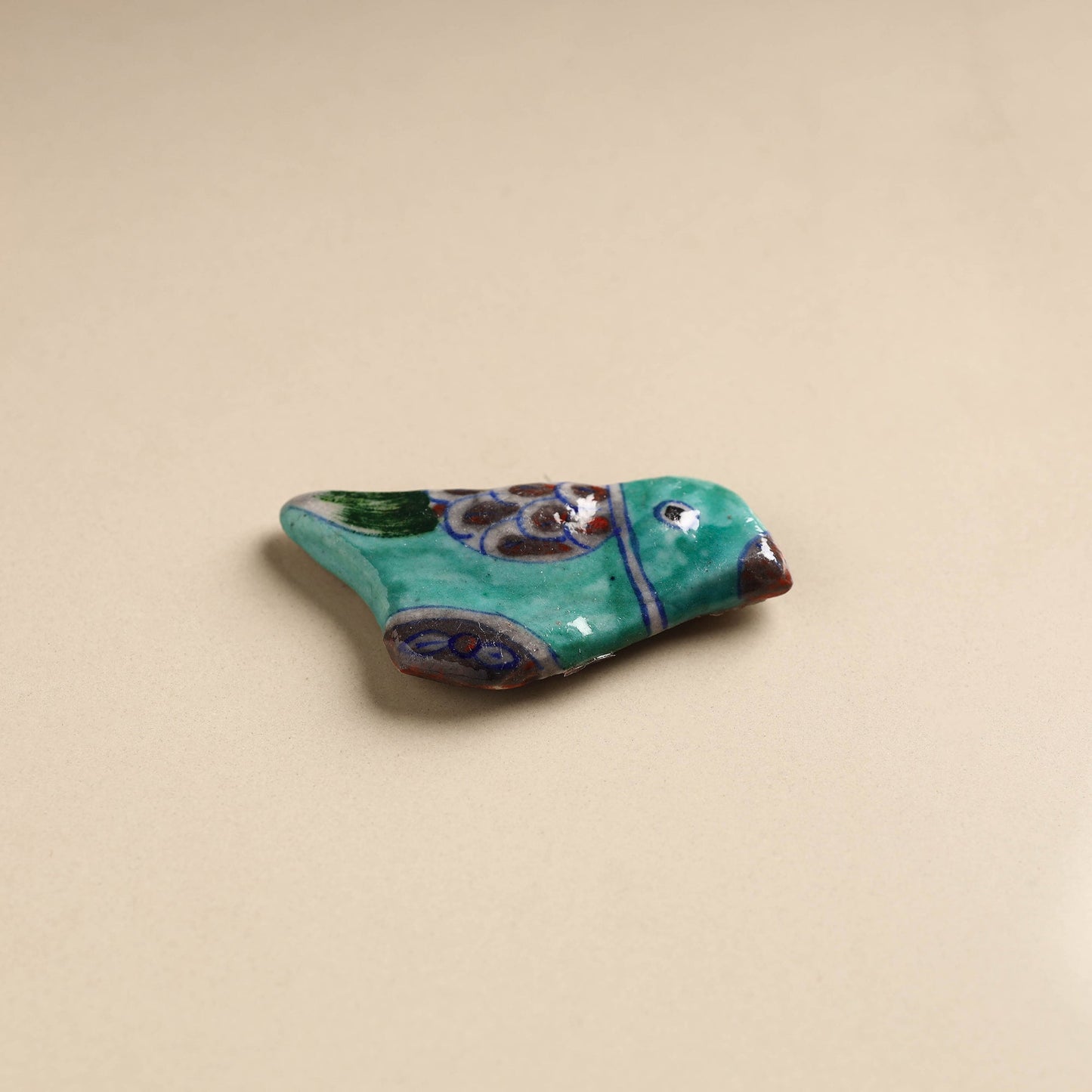 Teal Bird Original Blue Pottery Ceramic Fridge Magnet