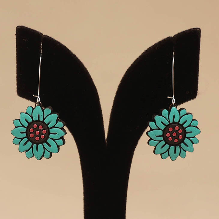 Bishnupur handpainted flower shape terracotta earrings 98