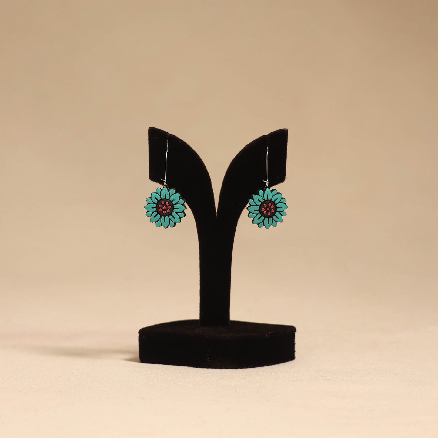 Bishnupur handpainted flower shape terracotta earrings 98